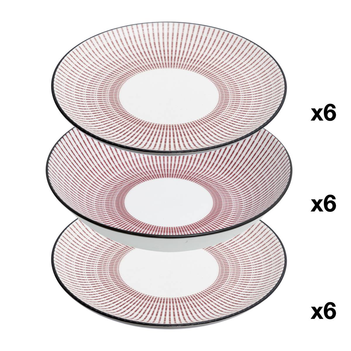 18-piece dinner set "Lunis" 18 pieces, red