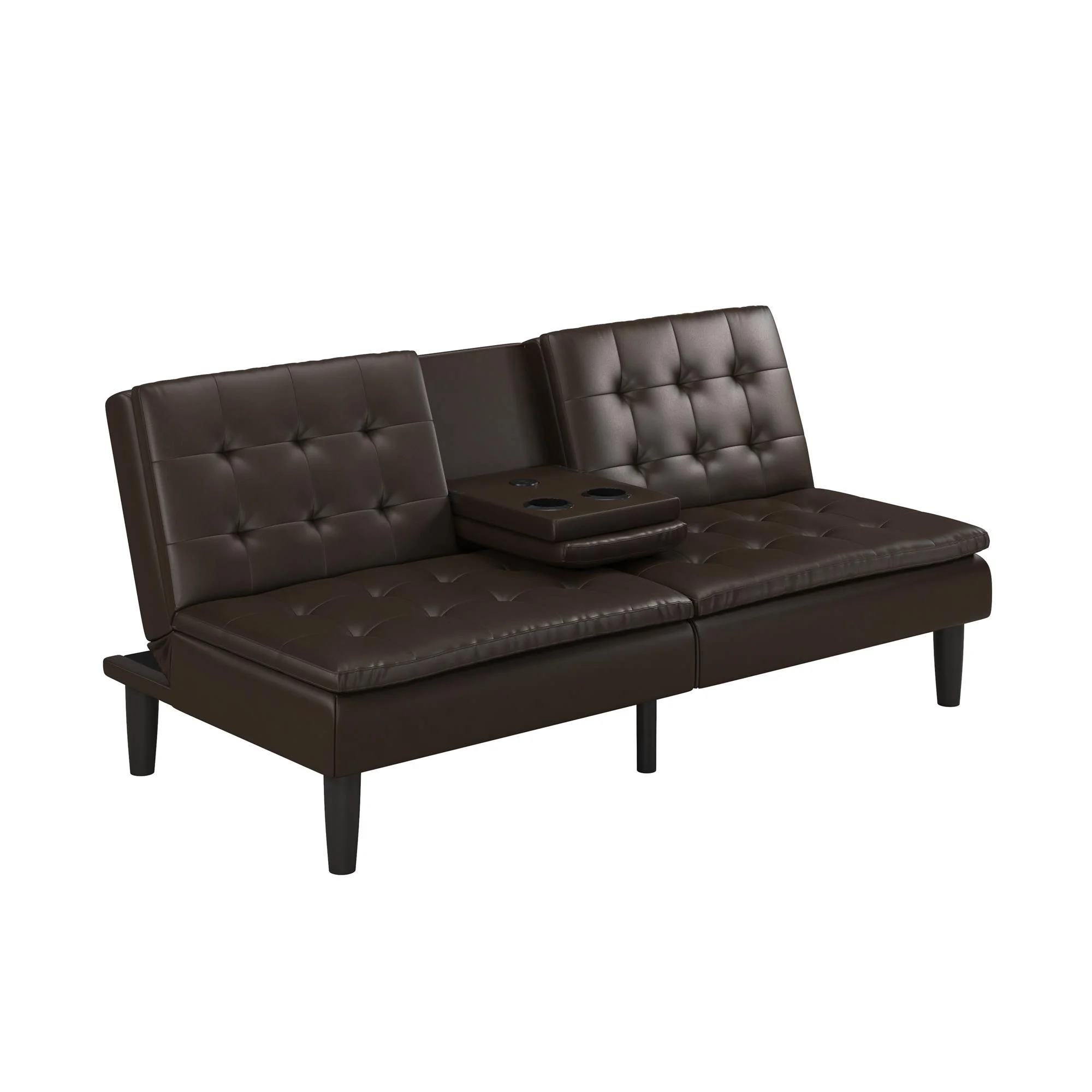 Mainstays Memory Foam 71.5" Futon with Cupholder and USB, Black Faux Leather - Image 66