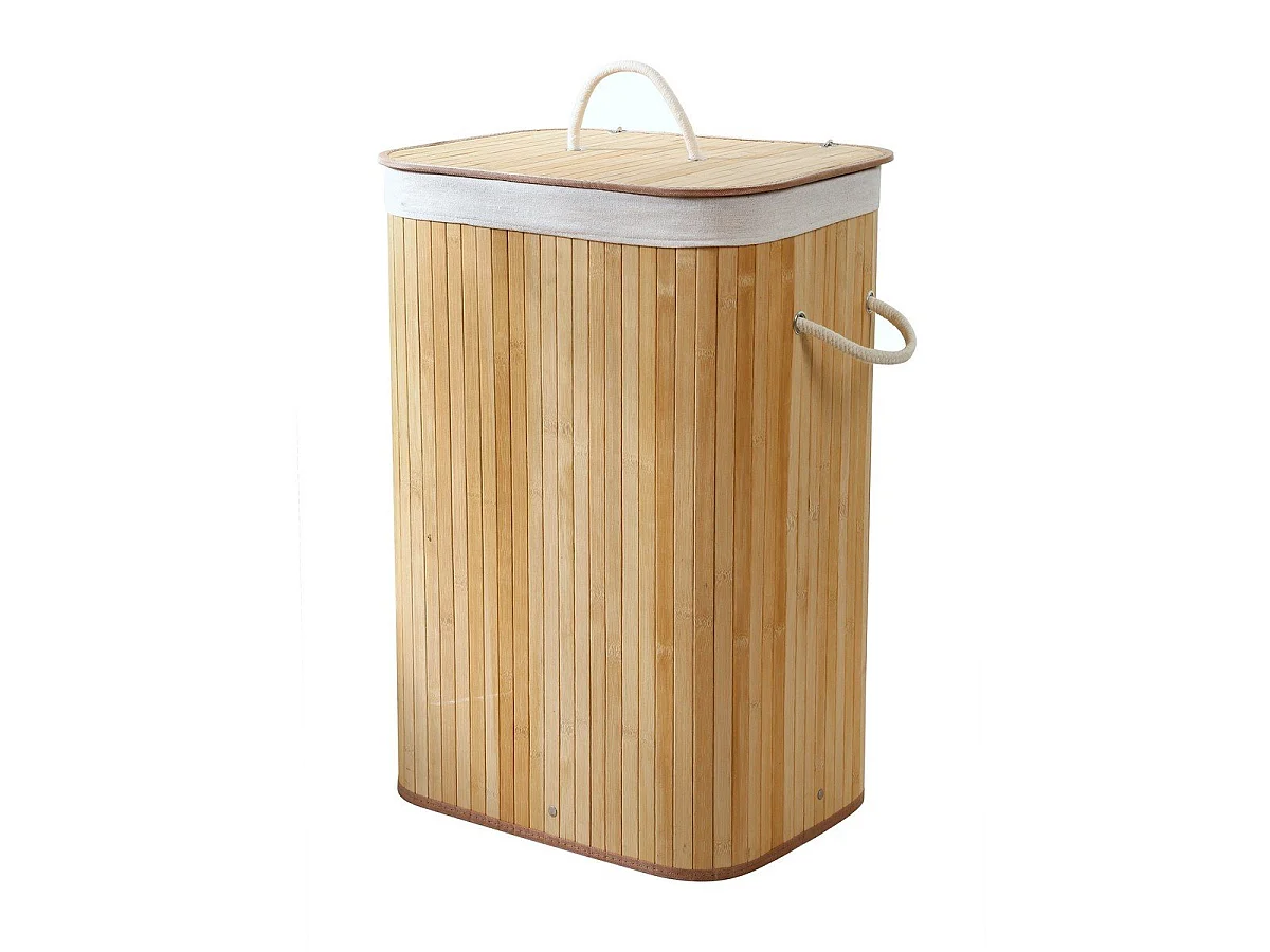 Panier à linge rectangulaire en bambou 70L - H60 cm