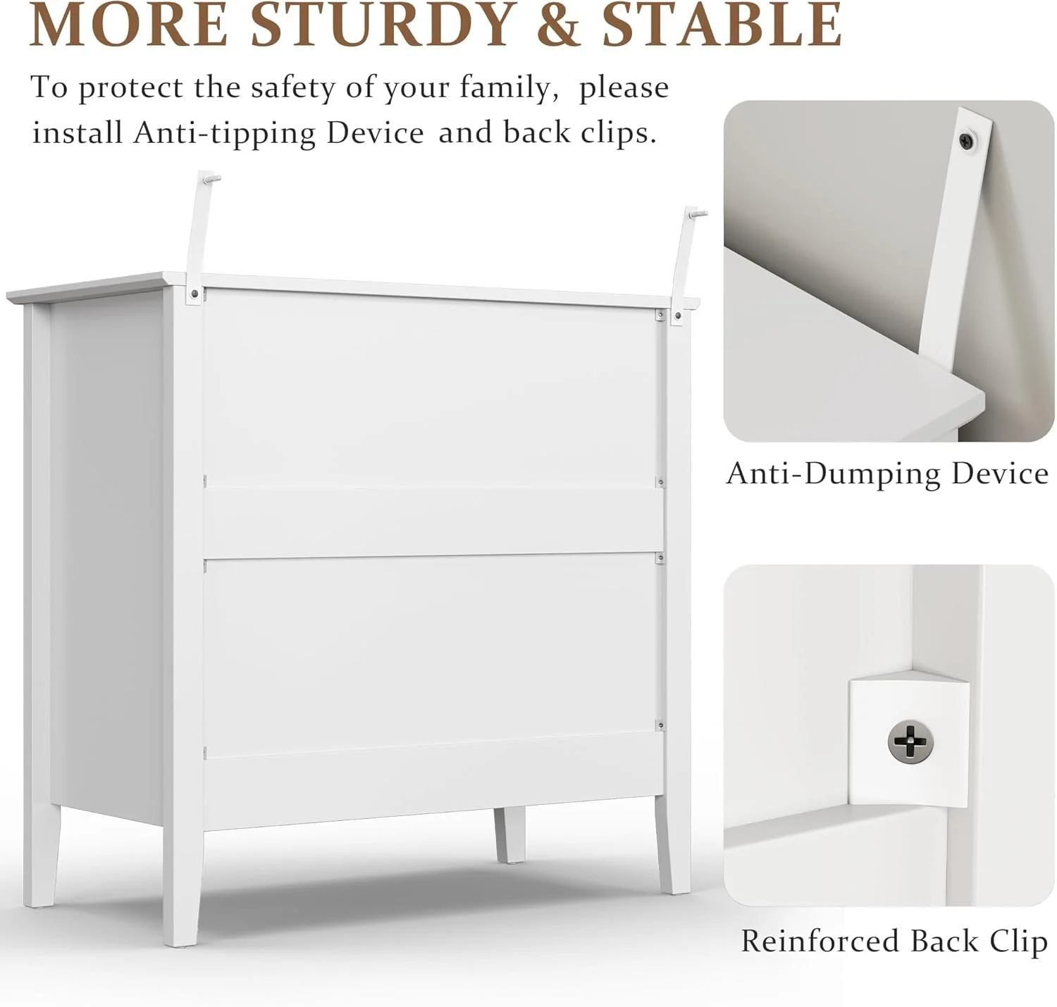 Heynemo Beige 6 Drawer Dresser, Fluted Modern Wood Chest - Image 16