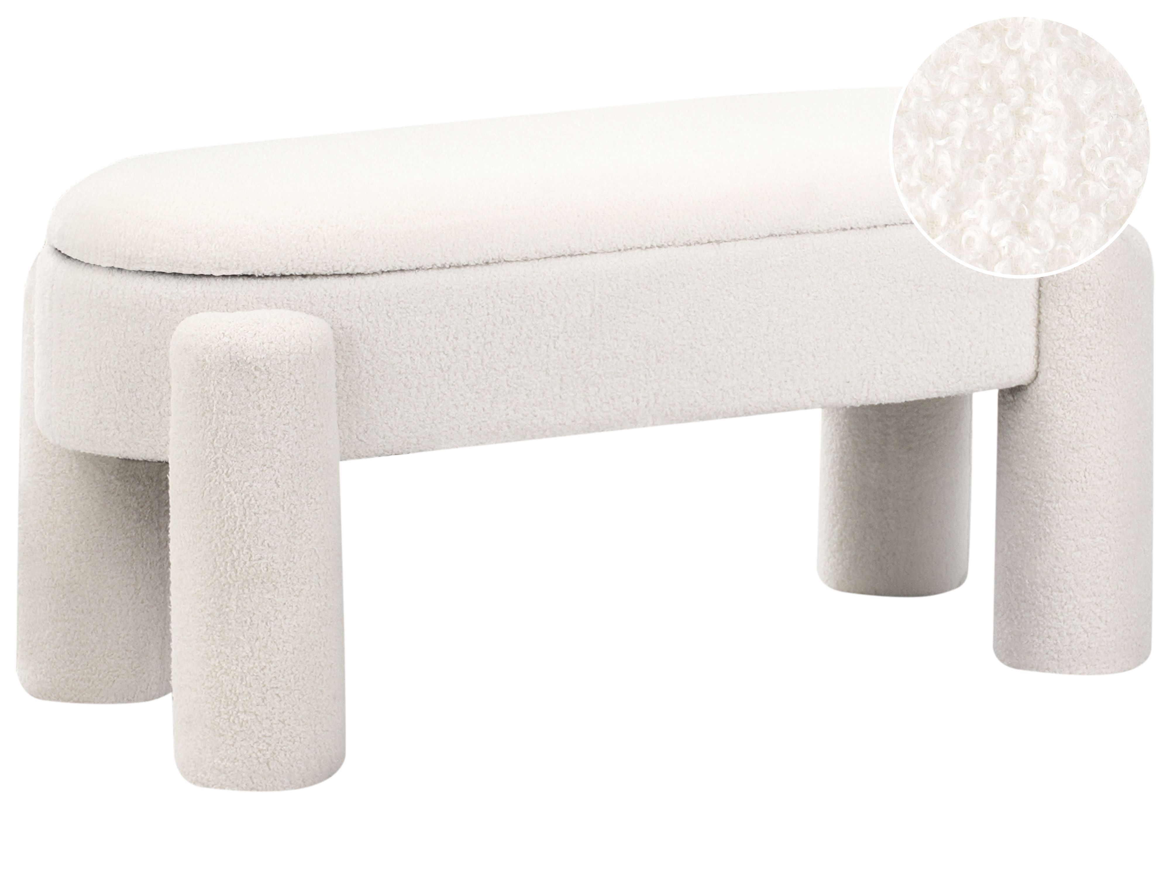 Upholstered Storage Bench OAKLEY Boucle Off-White