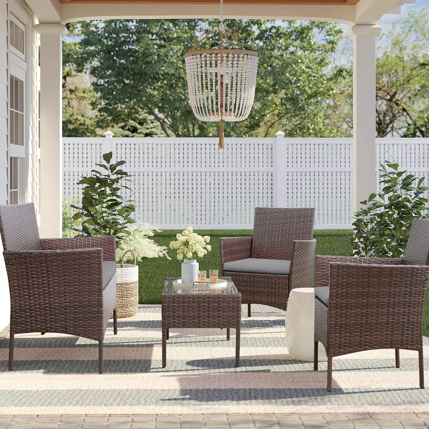 4-Piece Patio Rattan Wicker Furniture Set - T-LCRF834M18 - Image 29 4-Piece Patio Rattan Wicker Furniture Set - T-LCRF834M18 - Image 29