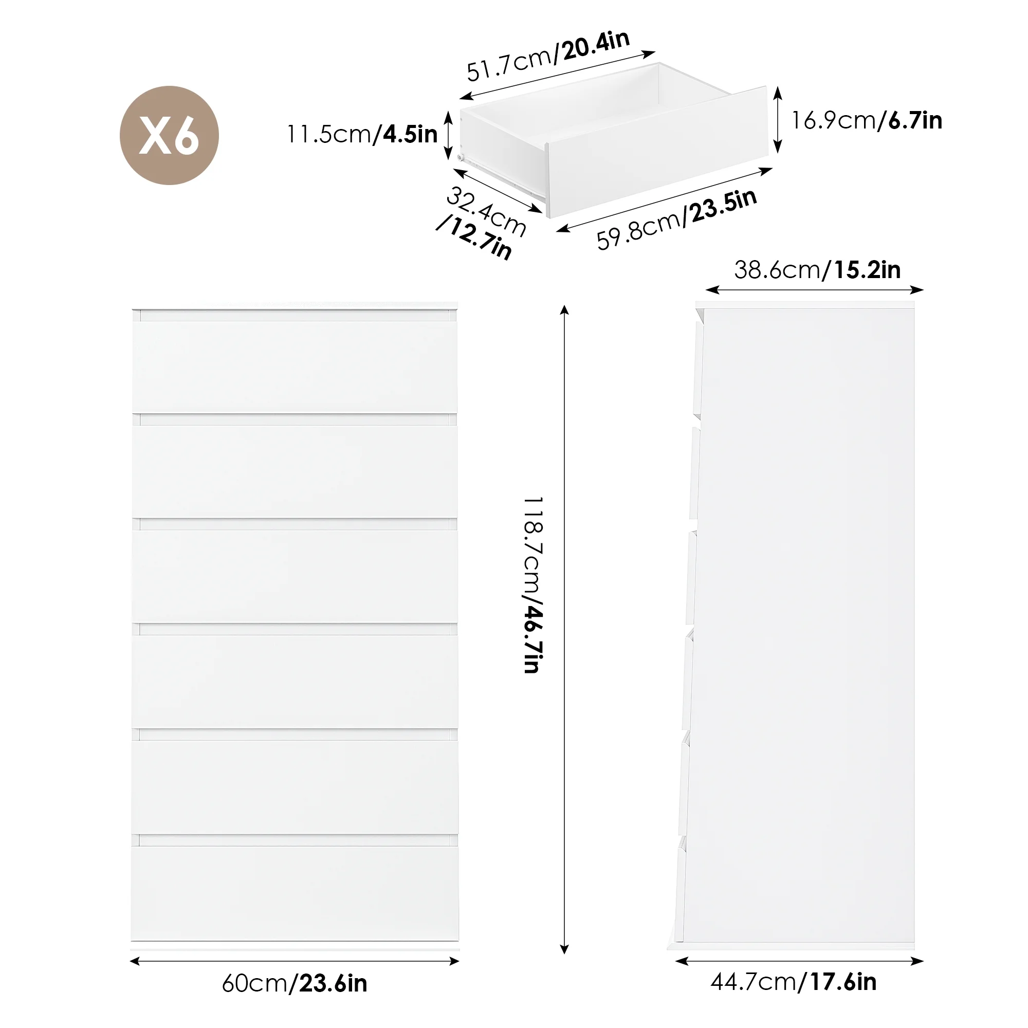 Homfa 5 Drawer White Dresser, Modern Storage Cabinet for Bedroom,Tall Chest of Drawers for Living Room - Image 17