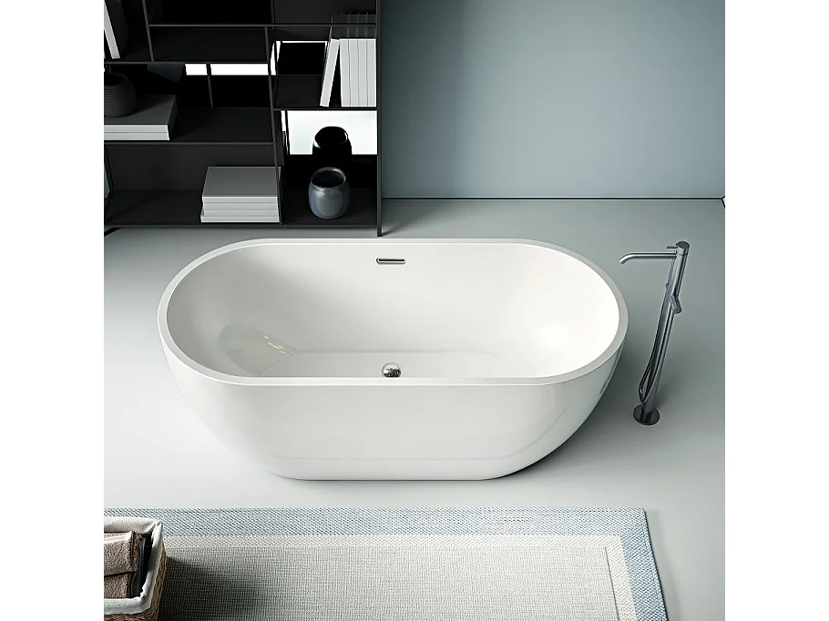 Baignoire îlot design ovale BOSTON blanche 156 cm