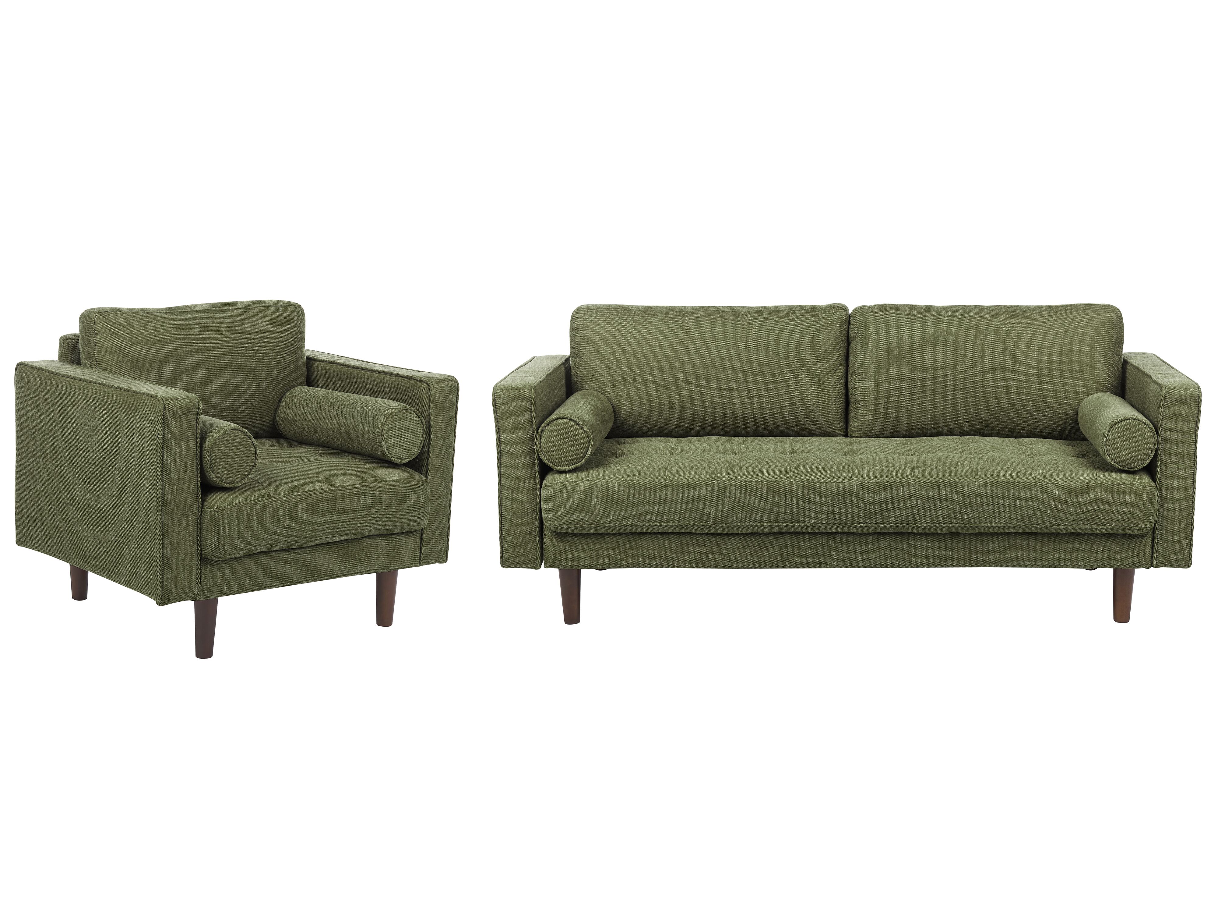 Living Room Set 4 Seater NURMO Fabric Dark Green
