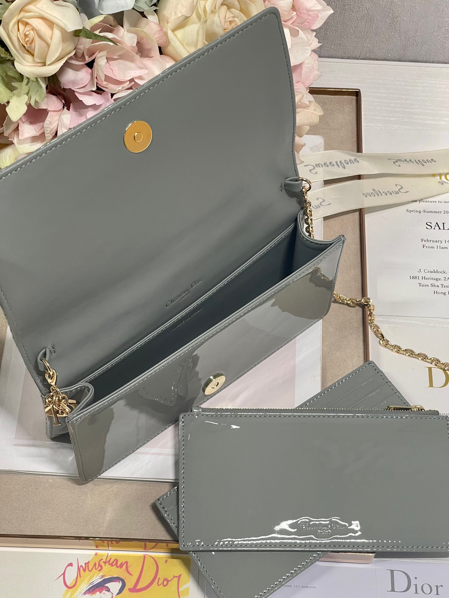 Christian Dior Lady Dior Pouch Gray, For Women, Women’s Handbags 8.5in/21.5cm CD S0204OVRB_M41G1:1High-quality replica