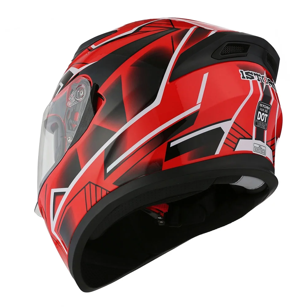1Storm Motorcycle Modular Full Face Flip up Dual Visor Helmet + Spoiler + Motorcycle Bluetooth Headset: HJK316 Mechanic Red - Image 7
