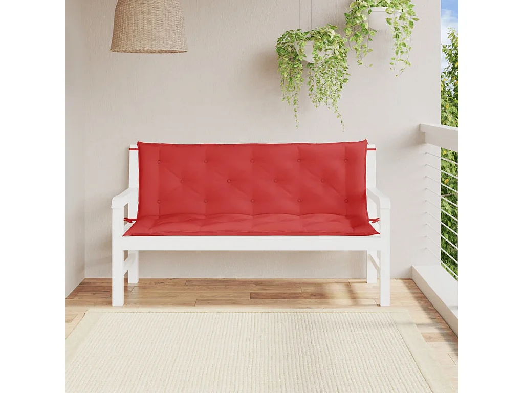 Coussins de banc jardin lot de 2 rouge 150x50x7 cm tissu Oxford