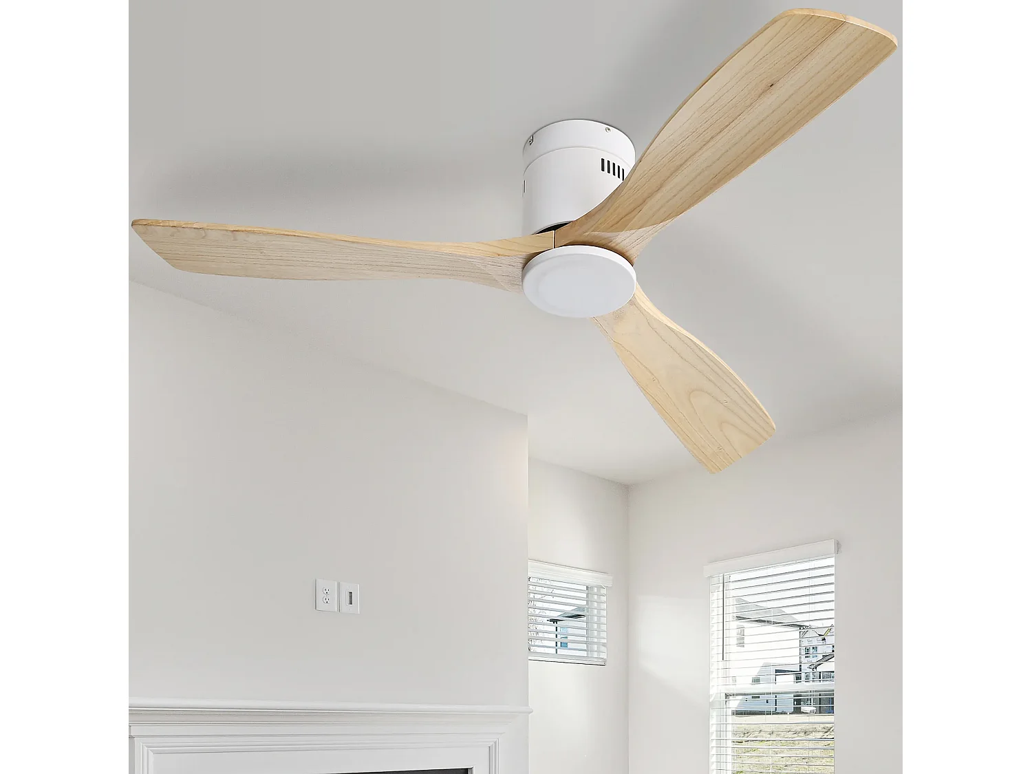 Ventilateur de plafond 52 pouces - Ventilateur de plafond à 3 pales et télécommande - 6 vitesses de vent - pour salon et chambre