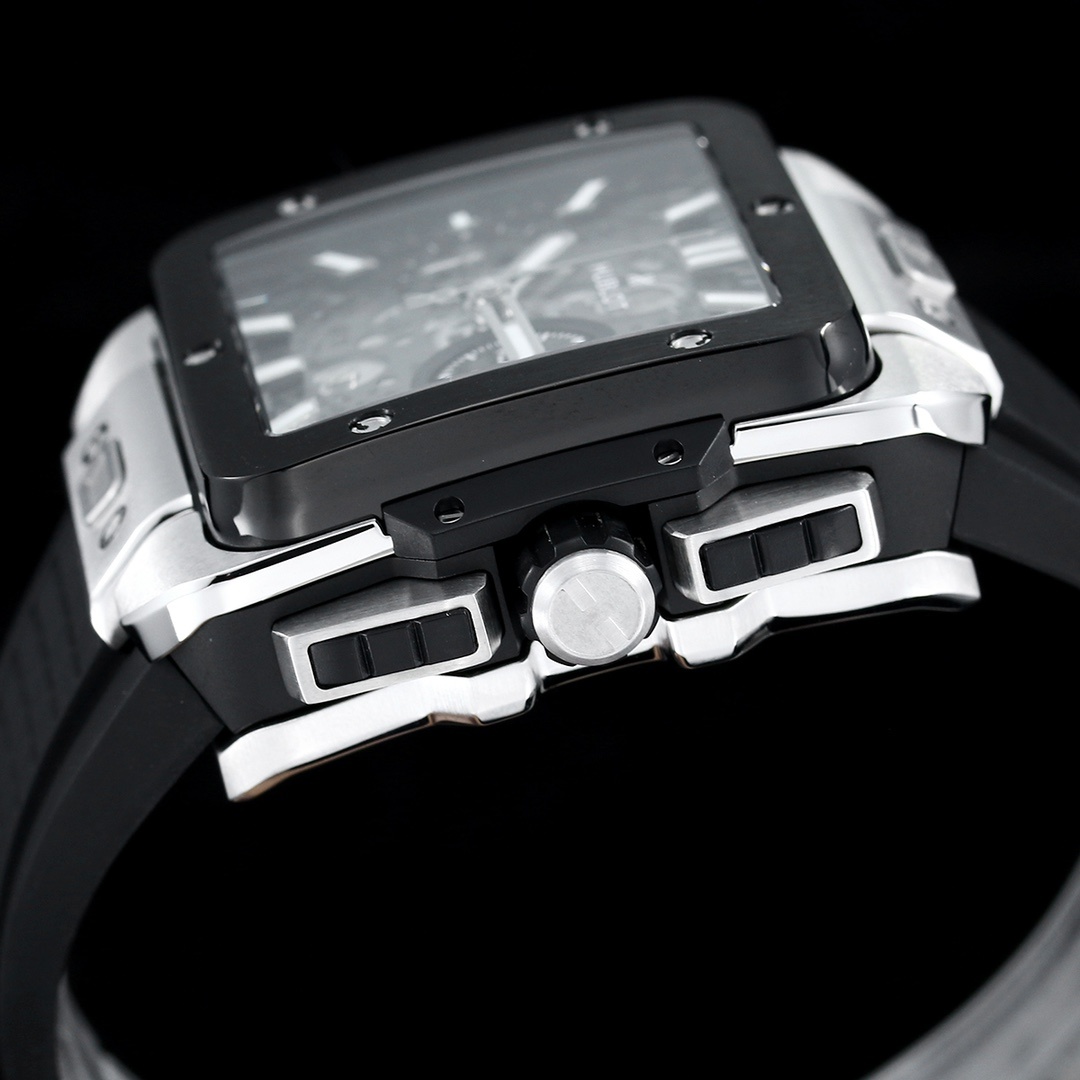Hublot Big Bang, Square Bang Unico 42mm Textured Rubber Strap(1:1 replica) - Top club