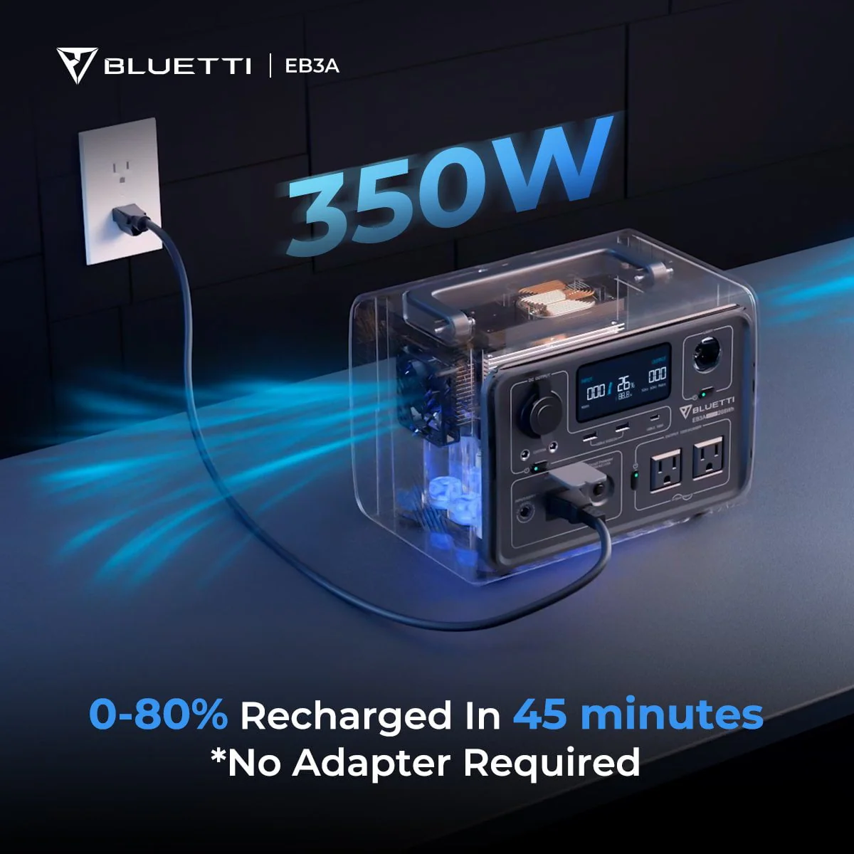 BLUETTI EB3A Solar Generator, 600W/268Wh Portable Power Station, UPS LiFePO4 Solar Generator for House, Camping - Image 4
