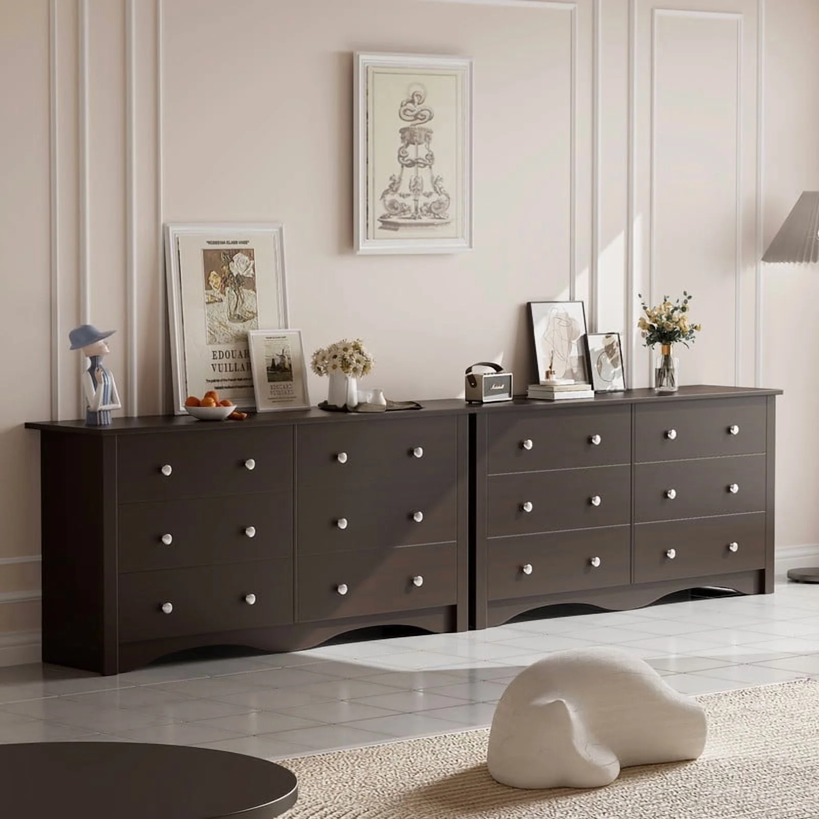 Lumihaven Rustic Modern Chest of 6 Drawers,Extra Wide Double Dresser for Master Bedroom or Nursery Storage,Black - Image 14