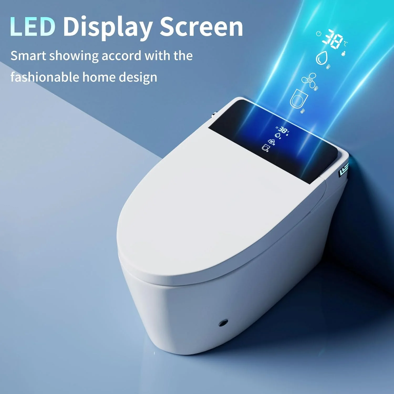 LALAHOO Smart Toilet with Bidet Built in, Auto Open & Close, Elongated Heated seat, Foot Sensor Flush, LED Display, Warm Water Wash, Dryer, Night Light, Black - Image 40