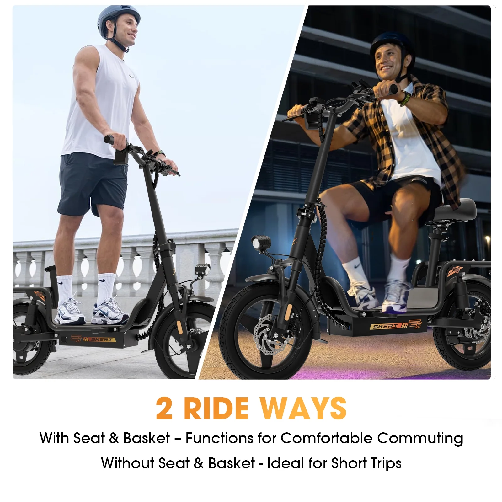 Skeri Electric Scooter with Seat for Adult and Basket, 14 Inch Tire Electric Scooter with Dual Shock Absorbers, 350W Motor with 25-Mile Range, Speed Up to 20 MPH (Gen 2.0) - Image 16