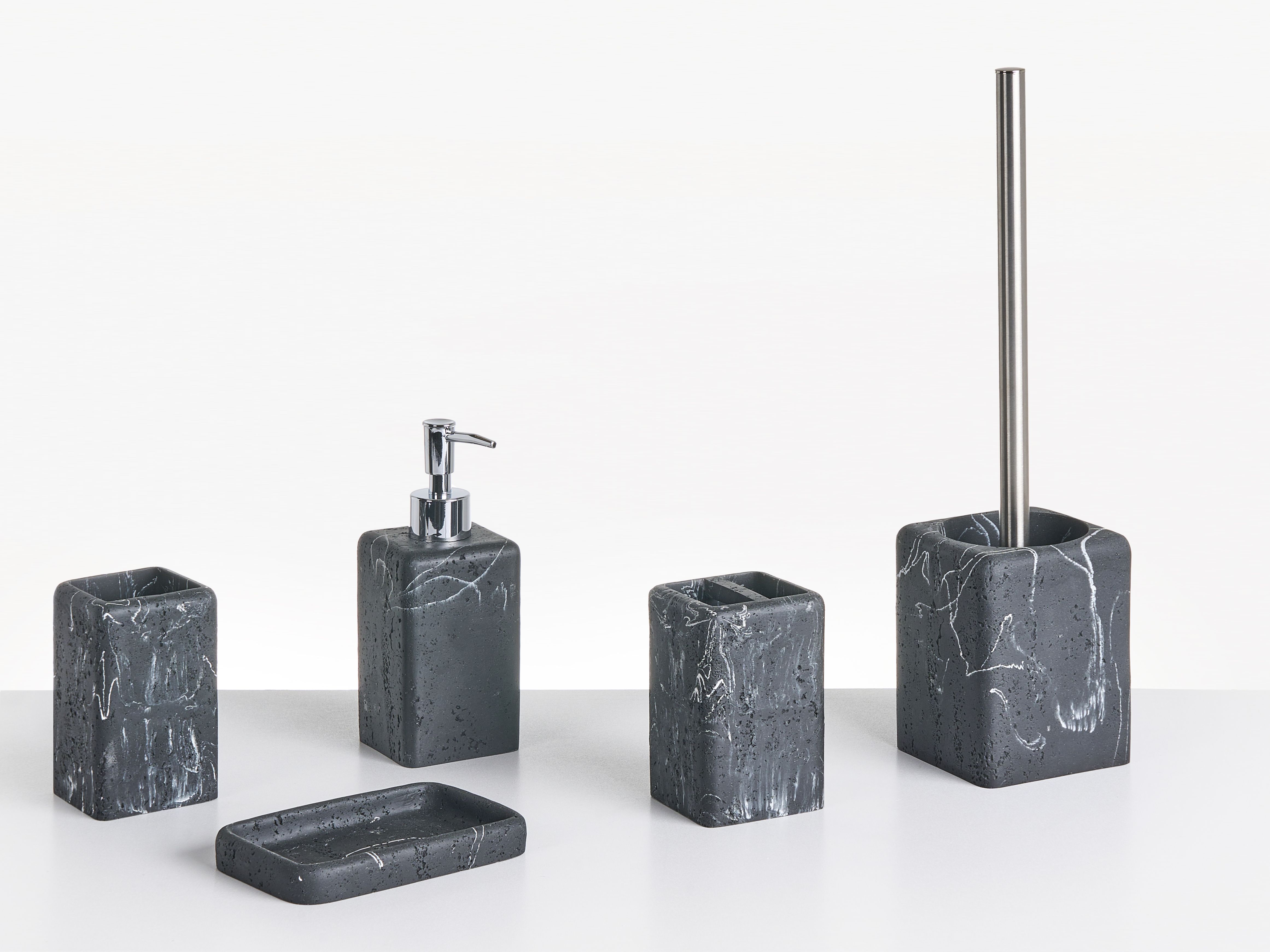 5-Piece Bathroom Accessories Set VILCANOTA Black Marble