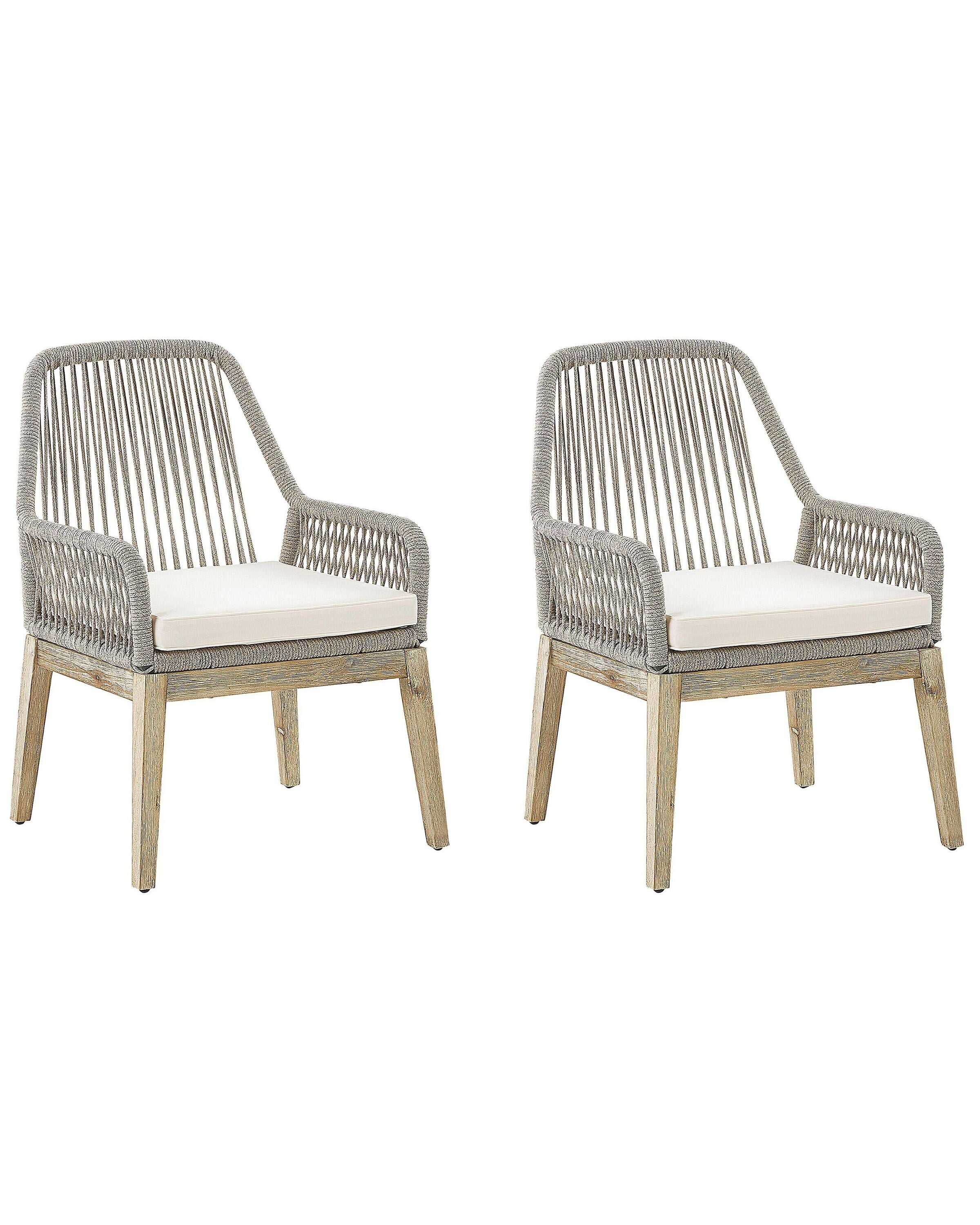 Set of 2 Garden Chairs with Cushions OLBIA Off-White