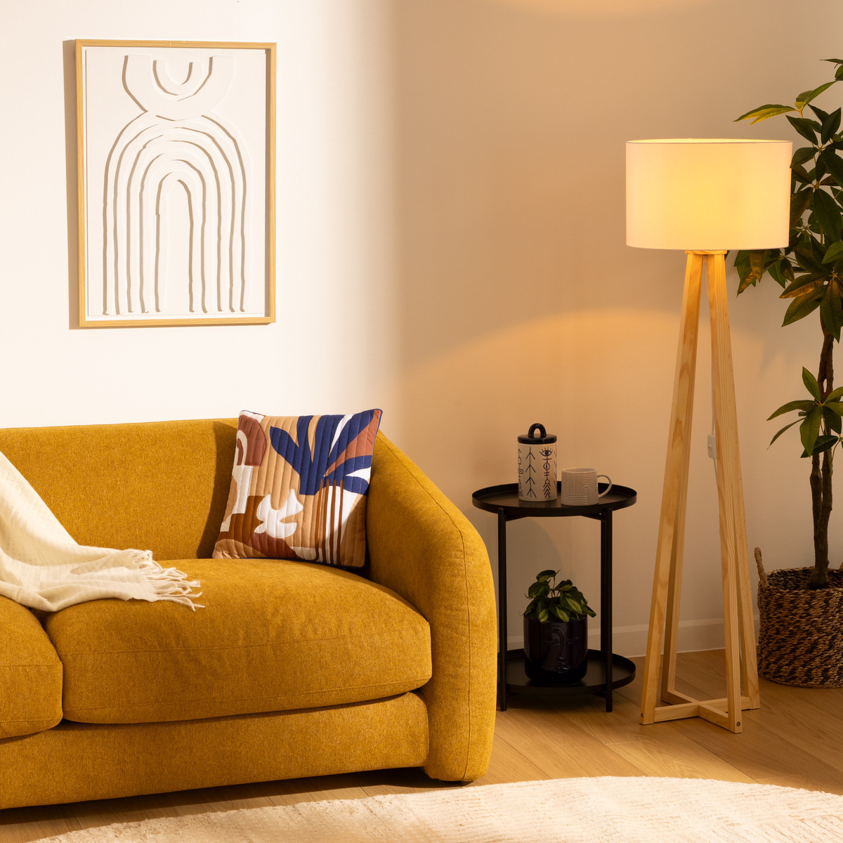 Floor lamp "Molu" Wood, White, H.140 cm