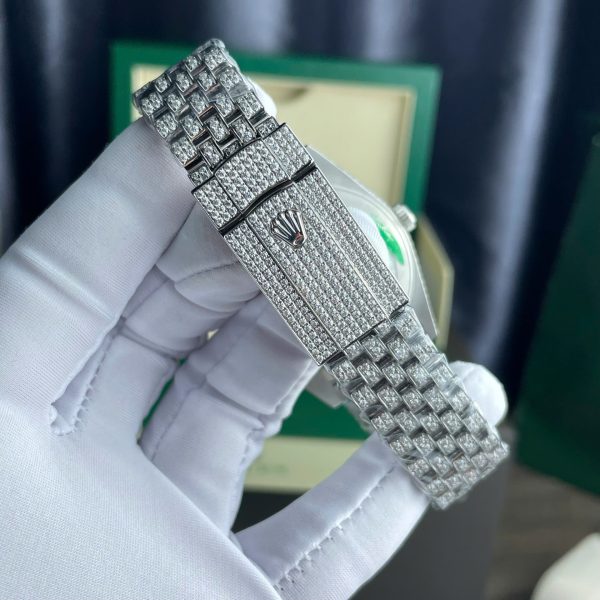 Rolex DateJust Replica Watch Full Moissanite Diamonds Hong Kong Dial Blue 41mm - Top club