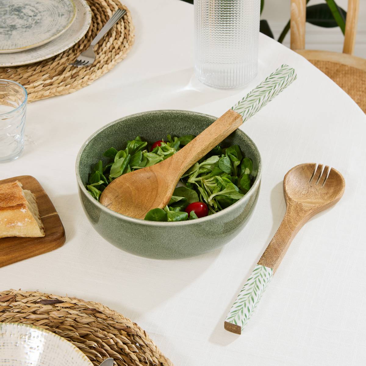 Salad Servers "Inaya" Mango, Olive Green