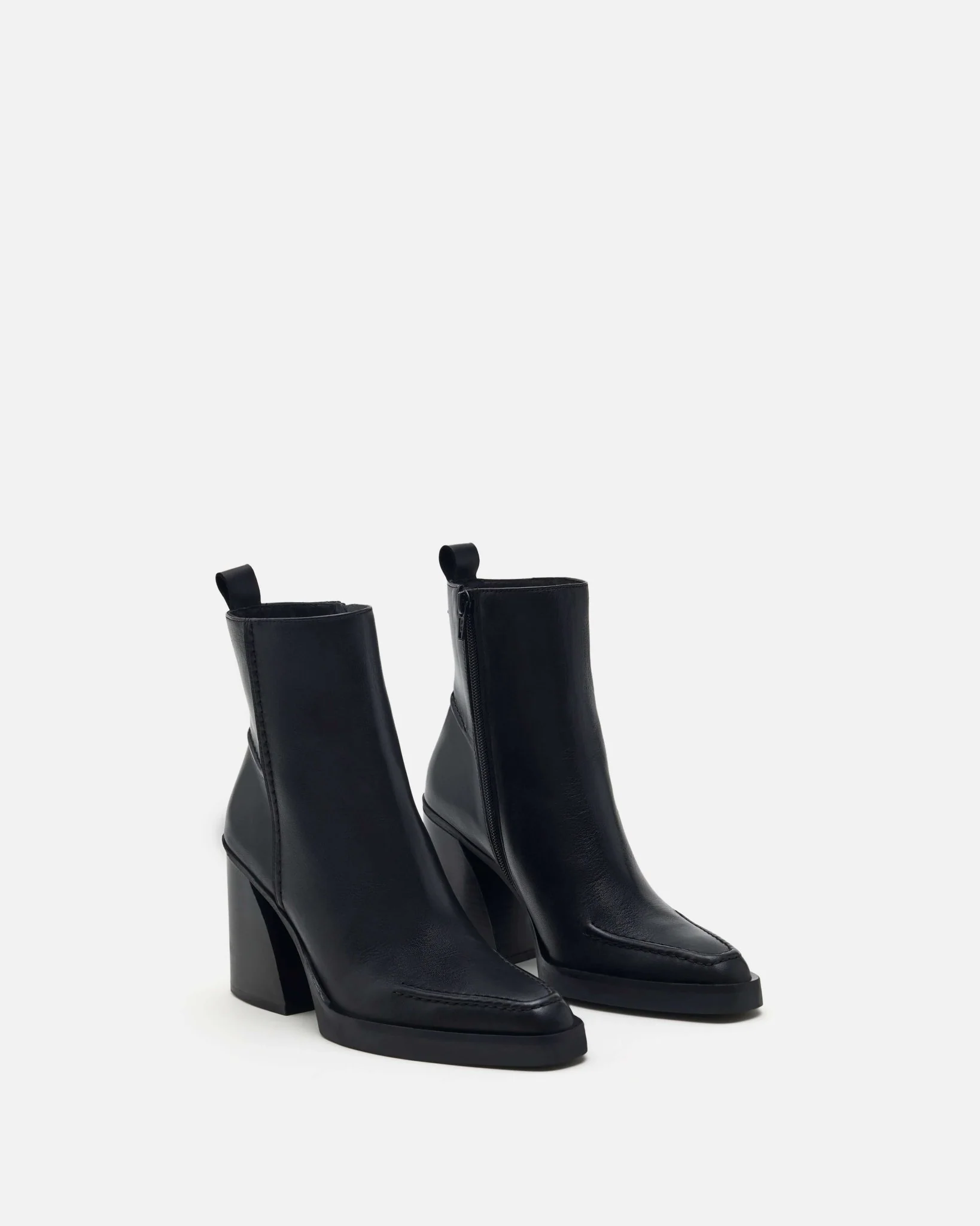 BOTTINES MARINA - En cuir à talons carrés noir