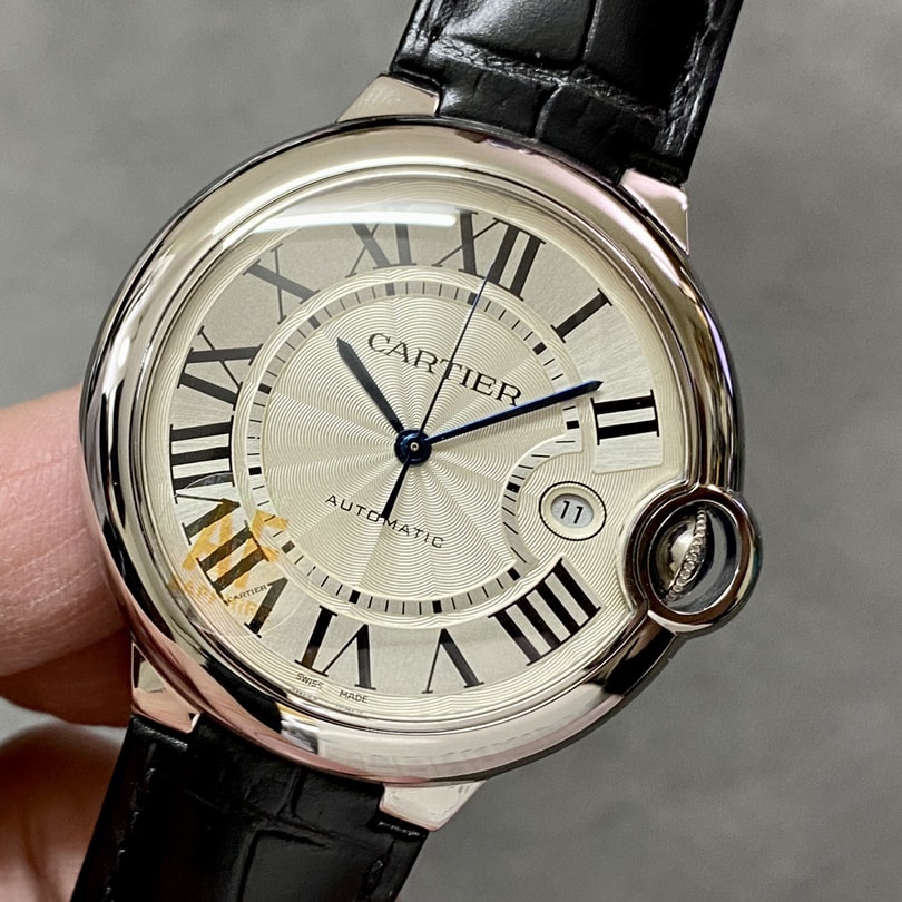 Cartier Ballon Bleu de Fake Cartier Watch Stainless Steel 42mm Silver Dial Leather Strap WSBB0026-AF(1:1 replica) - Top club
