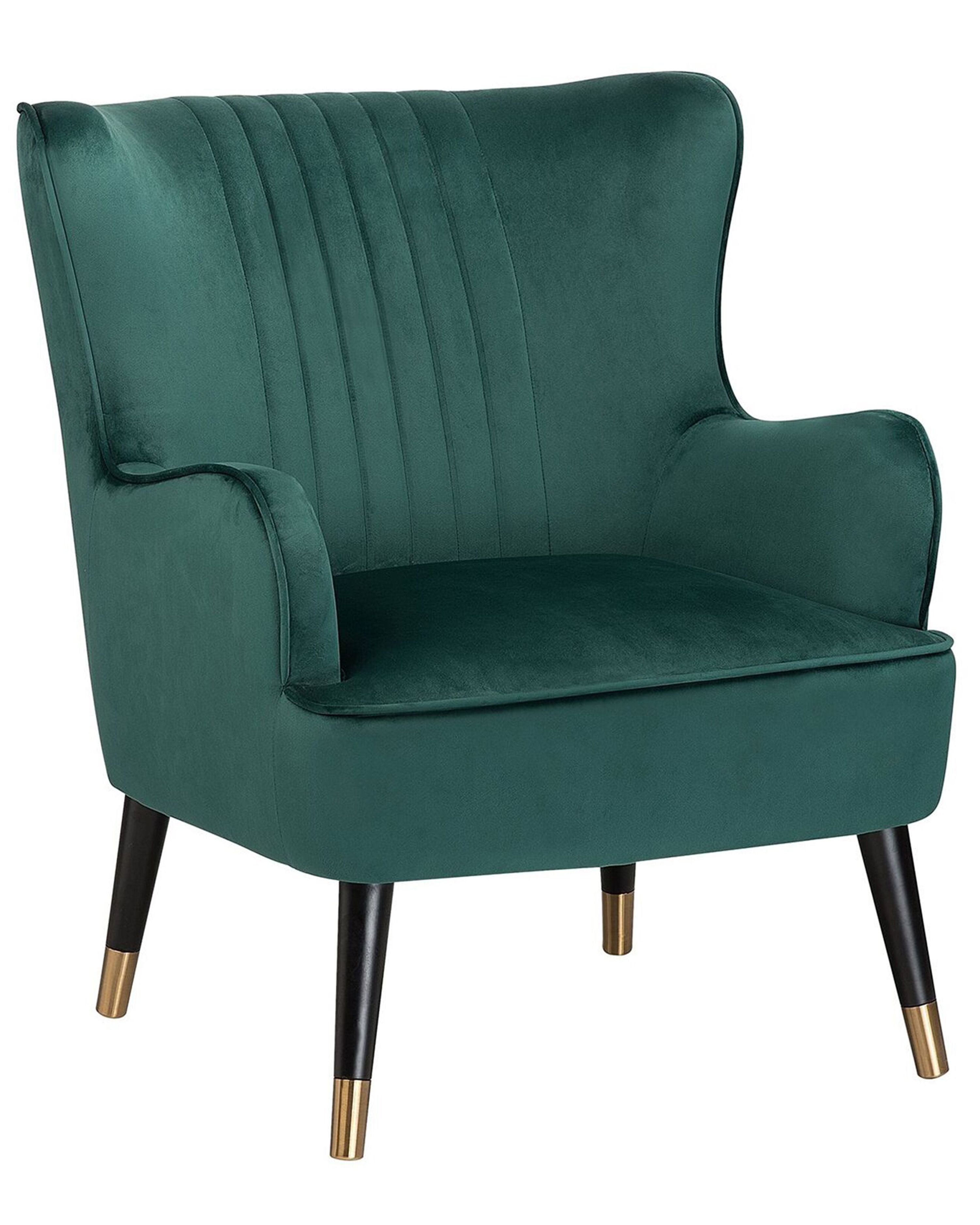 Wingback Chair VARBERG Velvet Emerald Green