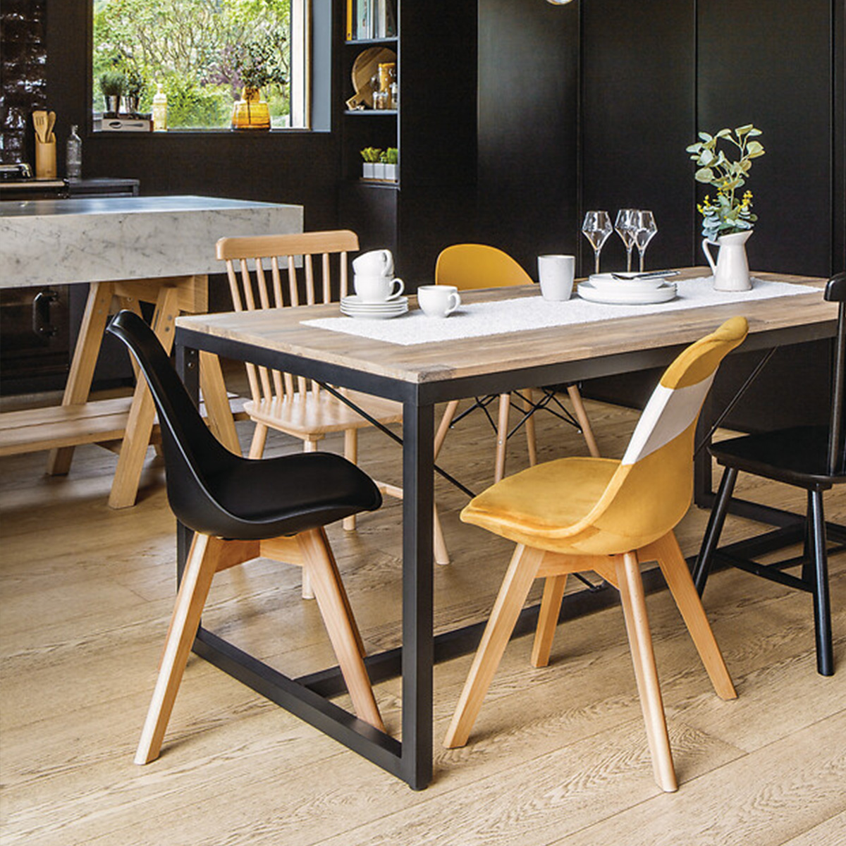 Set of 4 chairs "Baya" Beech, black