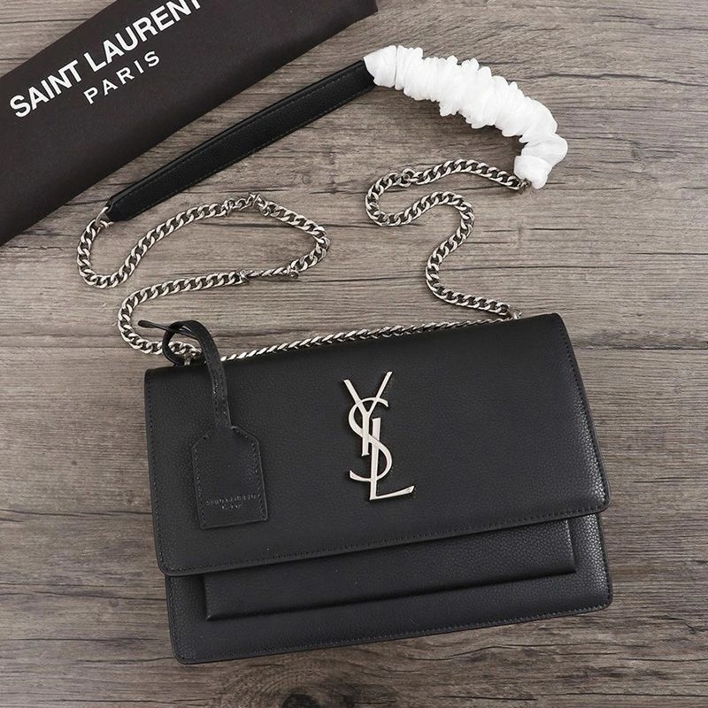 Saint Laurent Medium Sunset Chain Bag In Textured Leather Black Silver - Zealreplica ru | Zealreplicaru.com1:1High-quality replica