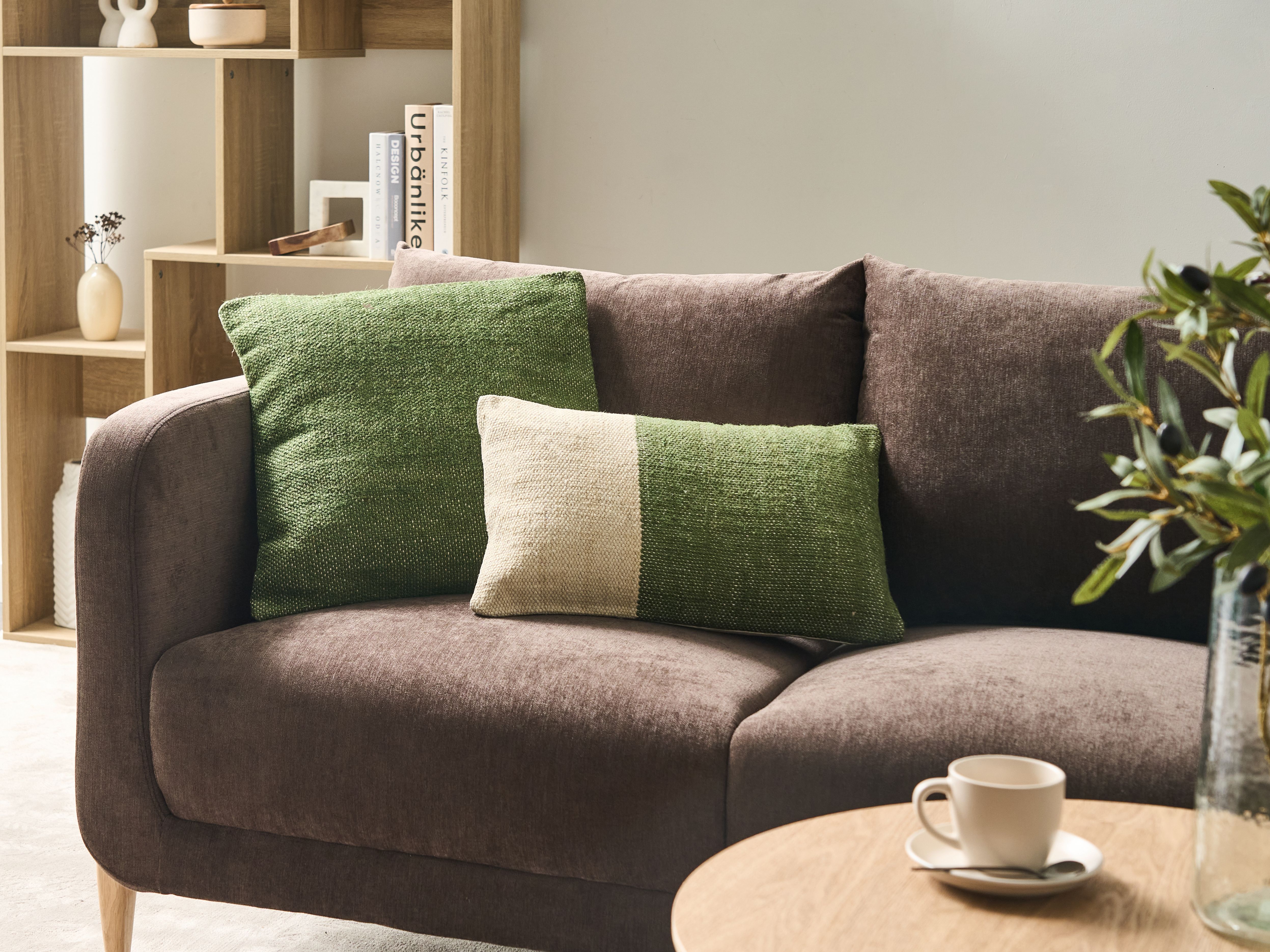 Set of 2 Decorative Cushions ANISOPTERA Cotton 30 x 50 cm 45 x 45 cm Green Solid