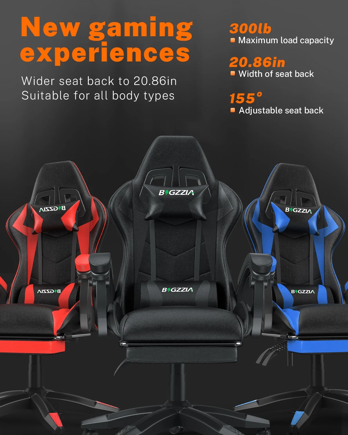 Bigzzia Gaming Chair with Footrest, Gaming Chair for Adult with Headrest and Lumbar Support,Red - Image 38