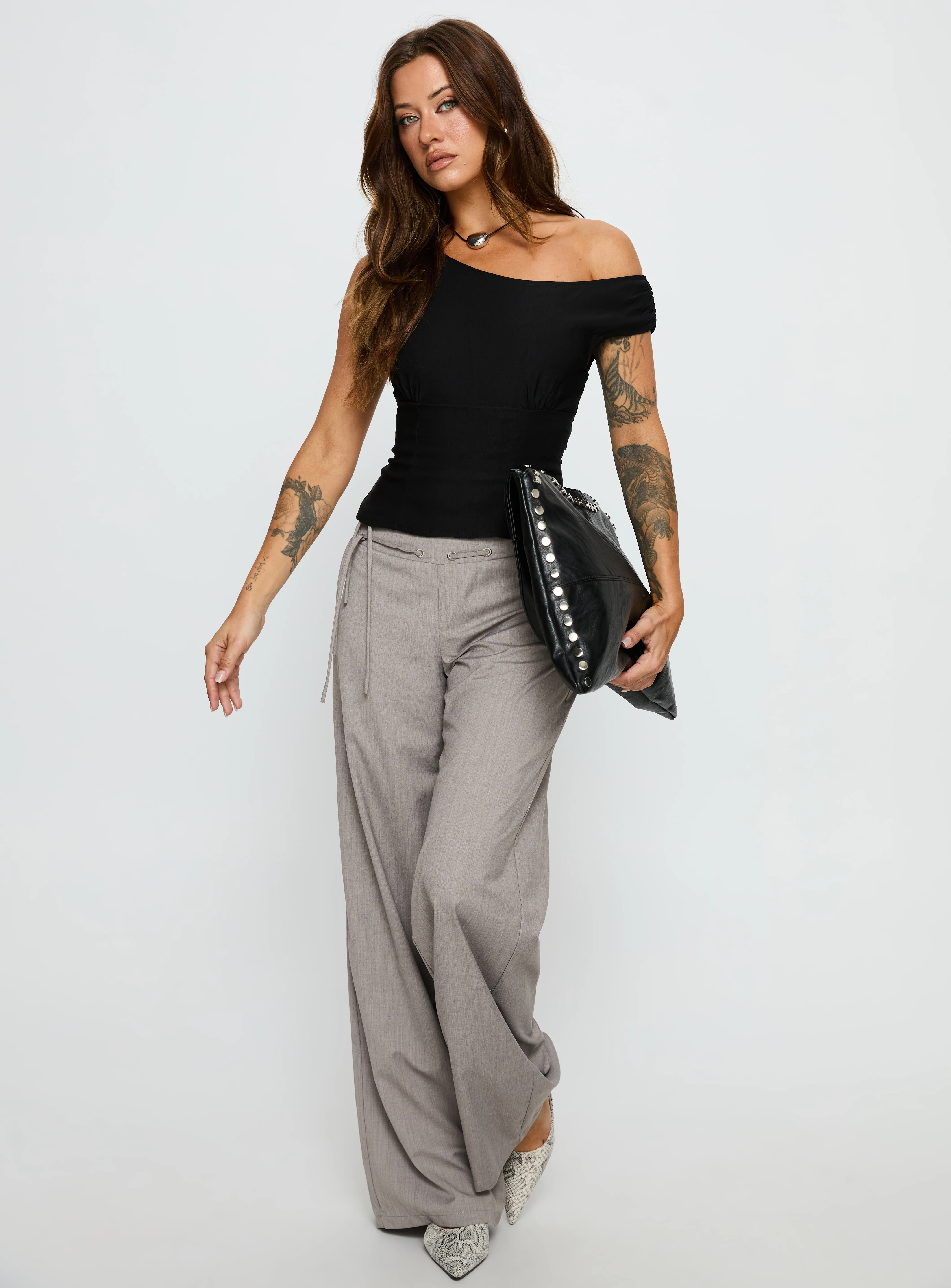 Princess Polly Emerey Off Shoulder Top Black