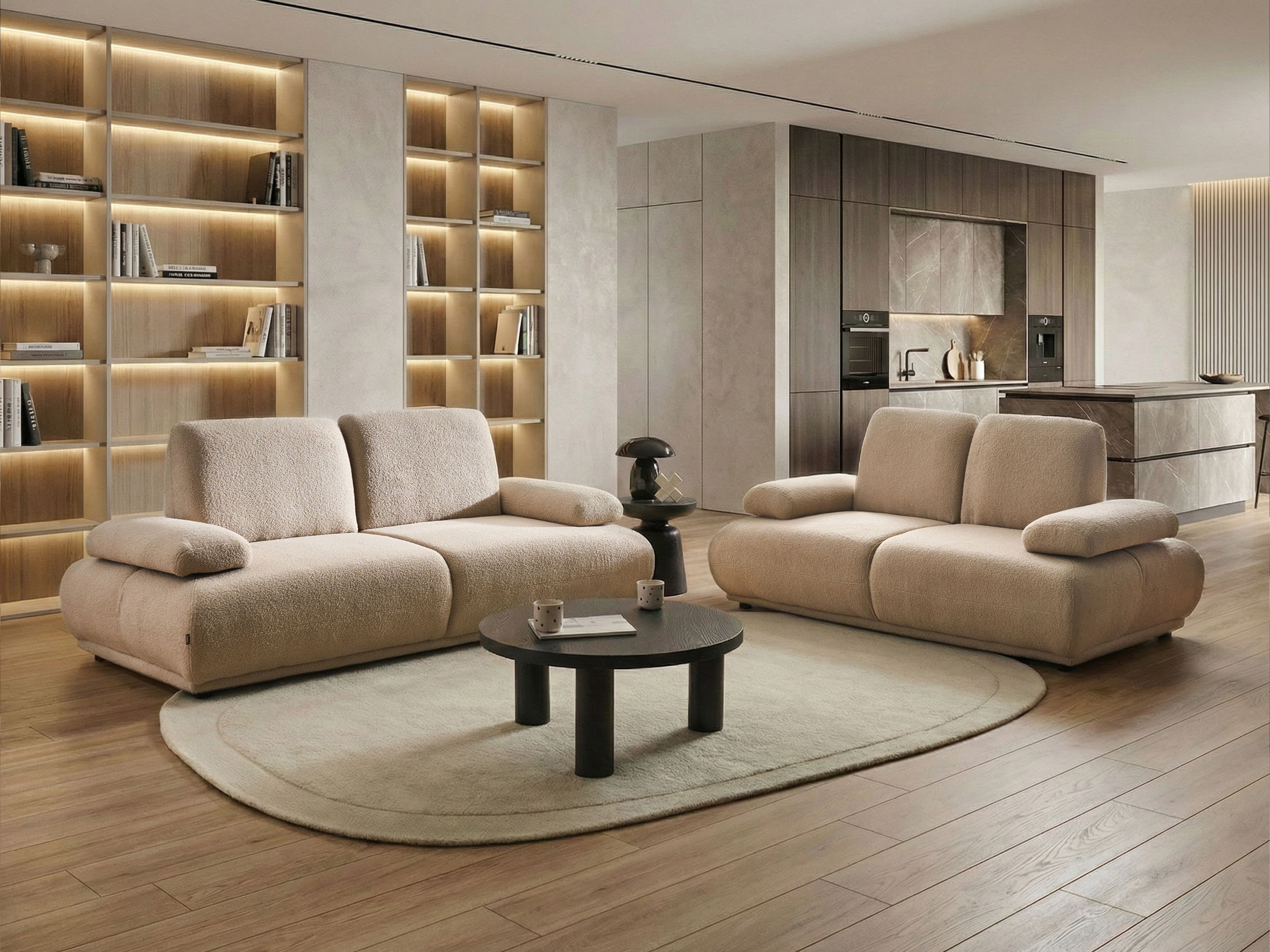Living Room Set 5 Seater NACKA Boucle Beige