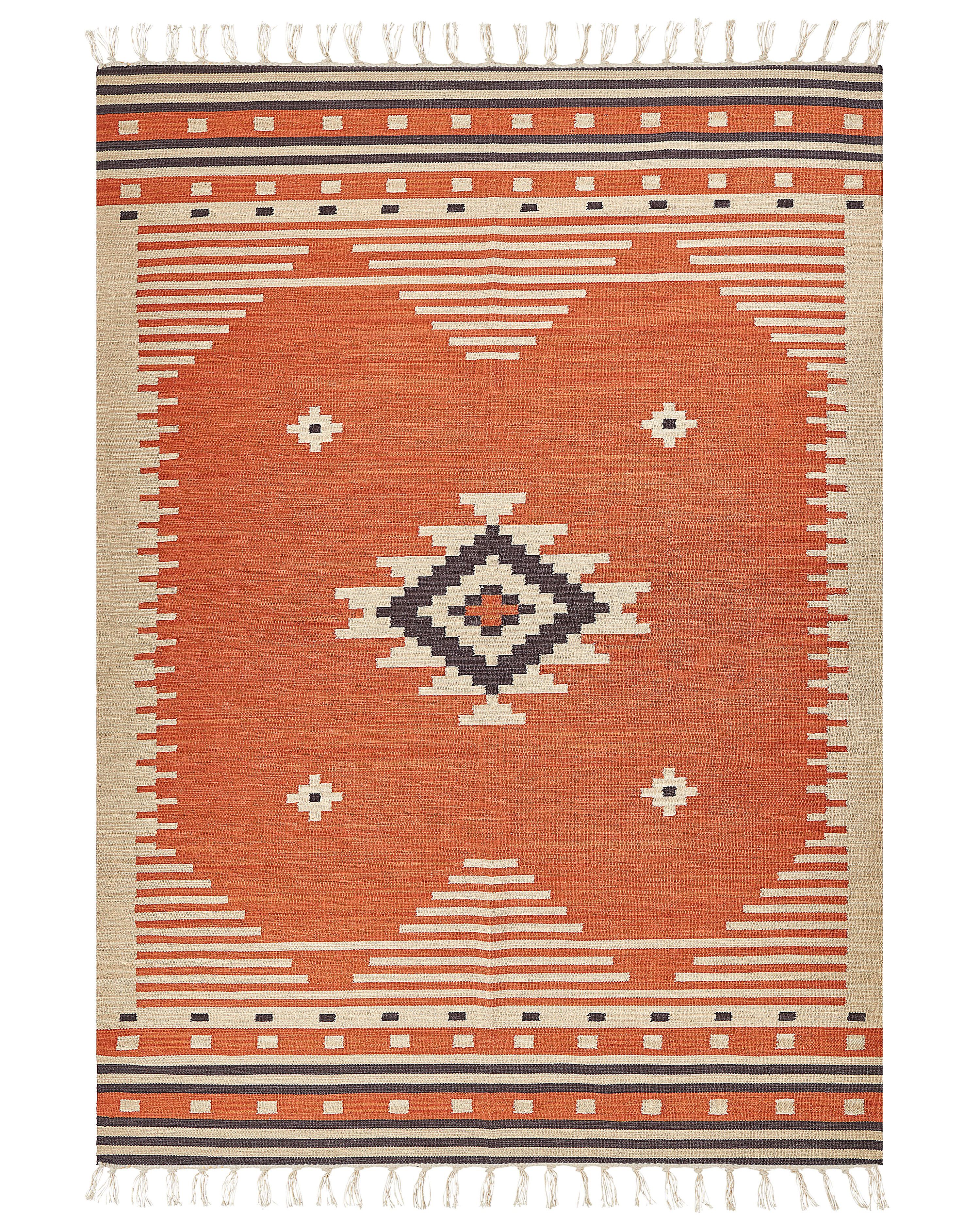 Rug GAVAR Orange 200 x 300 cm Cotton Kilim