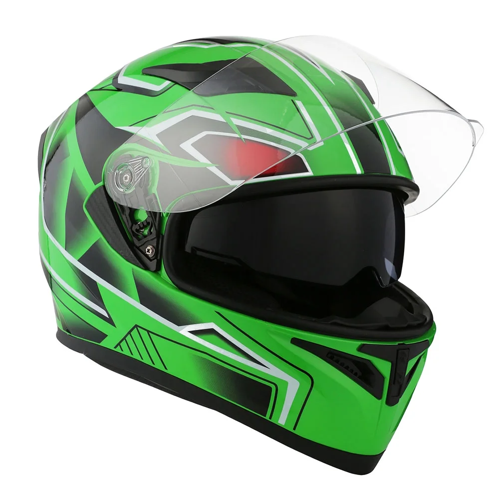 1Storm Motorcycle Modular Full Face Flip up Dual Visor Helmet + Spoiler + Motorcycle Bluetooth Headset: HJK316 Mechanic Red - Image 34
