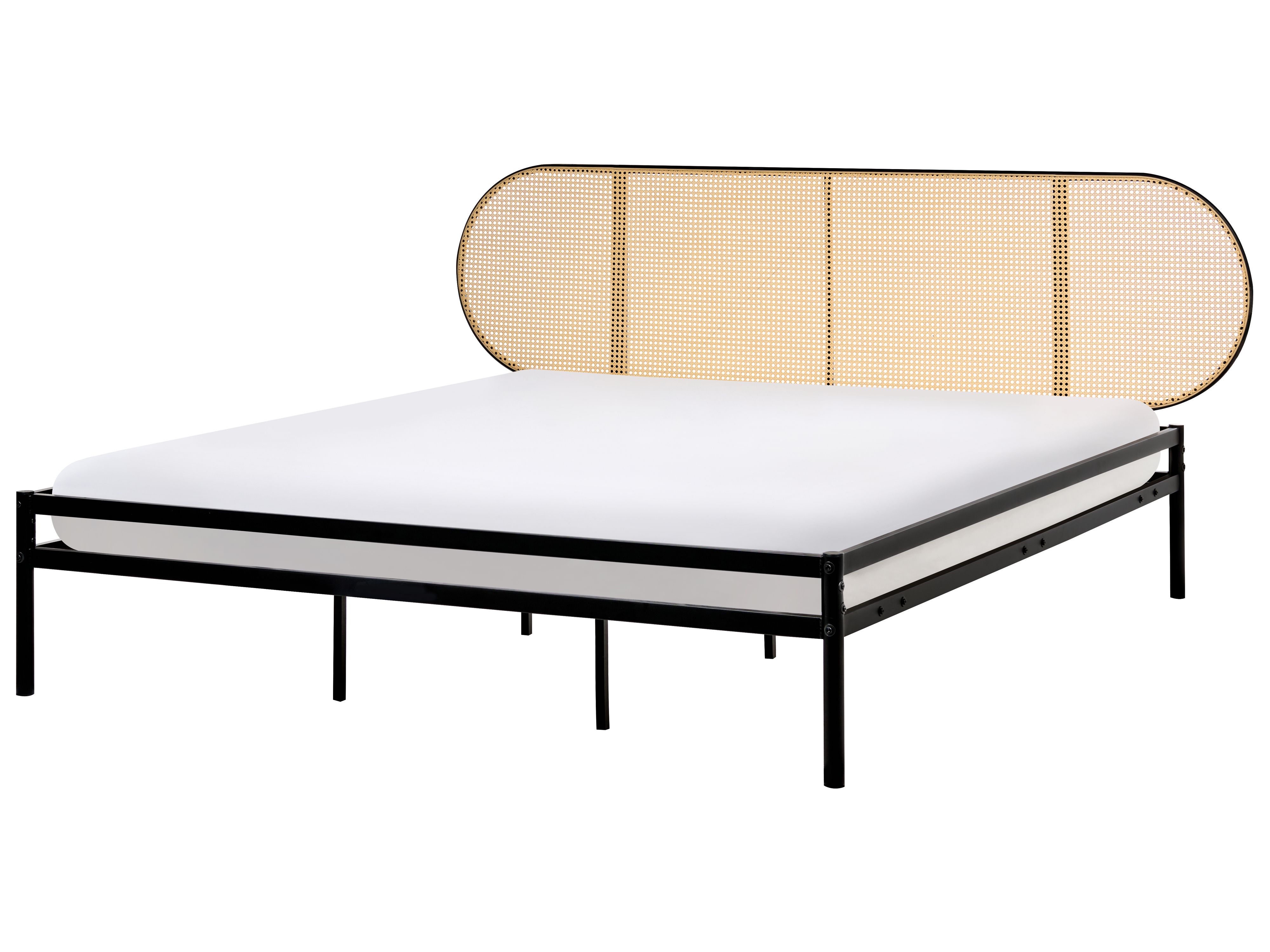 Bed PE Rattan BOULIN 180 x 200 cm (EU Super King) Black