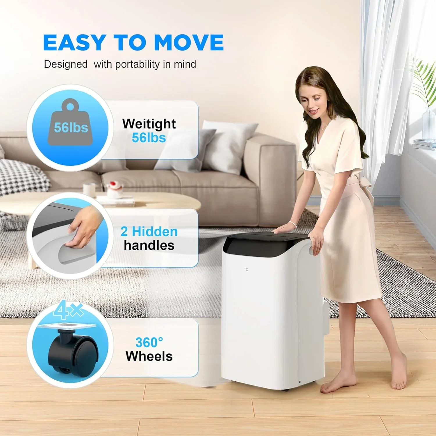 HUMHOLD Portable Air Conditioner, 14000 BTU, White - HDPAC-10-A1