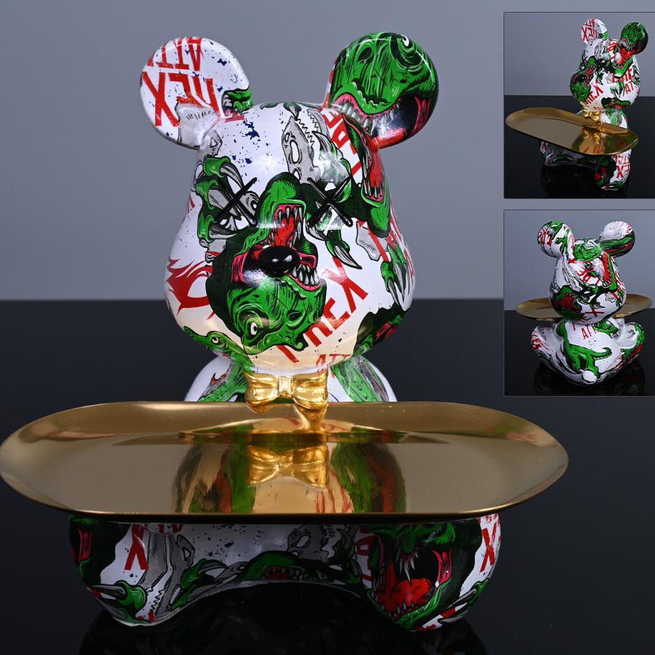 DierSculptuur | Hars Beer met Dienblad Decoratie