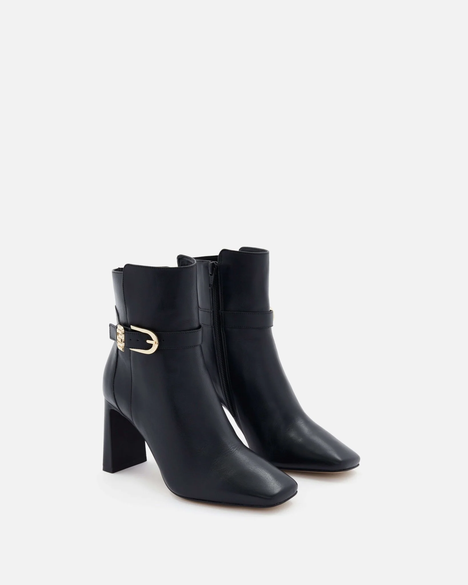 BOTTINES KIARA - En cuir à talons noir