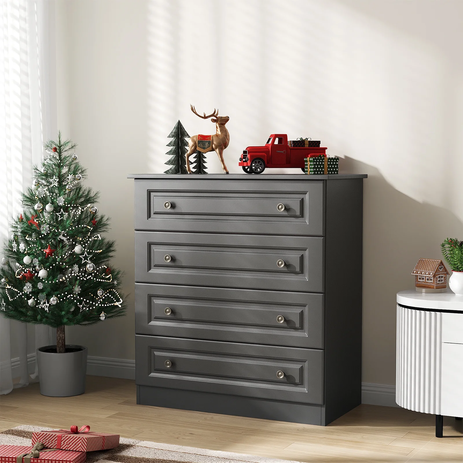 IDEALSOUL Dresser, Black Dresser Tall dresser with Large Storage Space, 4 Drawer Dresser for Bedroom, Hallway, Entryway - Image 6