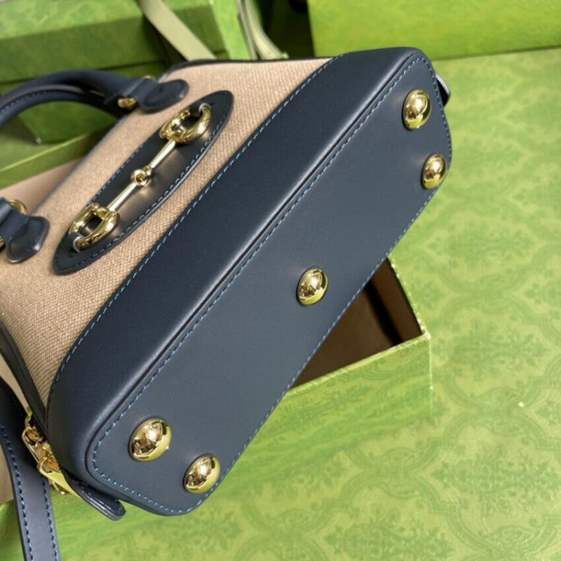 Replica Gucci Horsebit 1955 Mini Top Handle Bag 640716 In Beige Canvas1:1High-quality replica