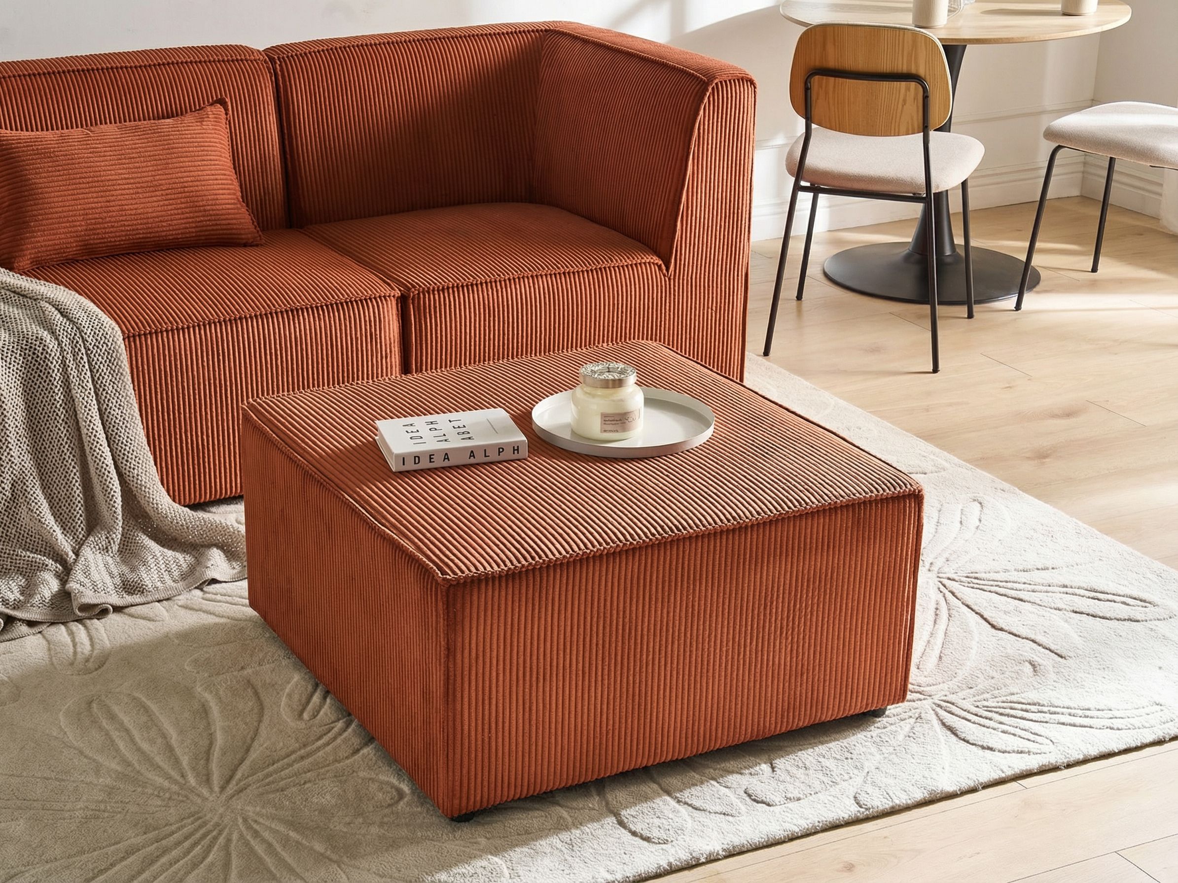 Ottoman LEMVIG Corduroy Golden Brown