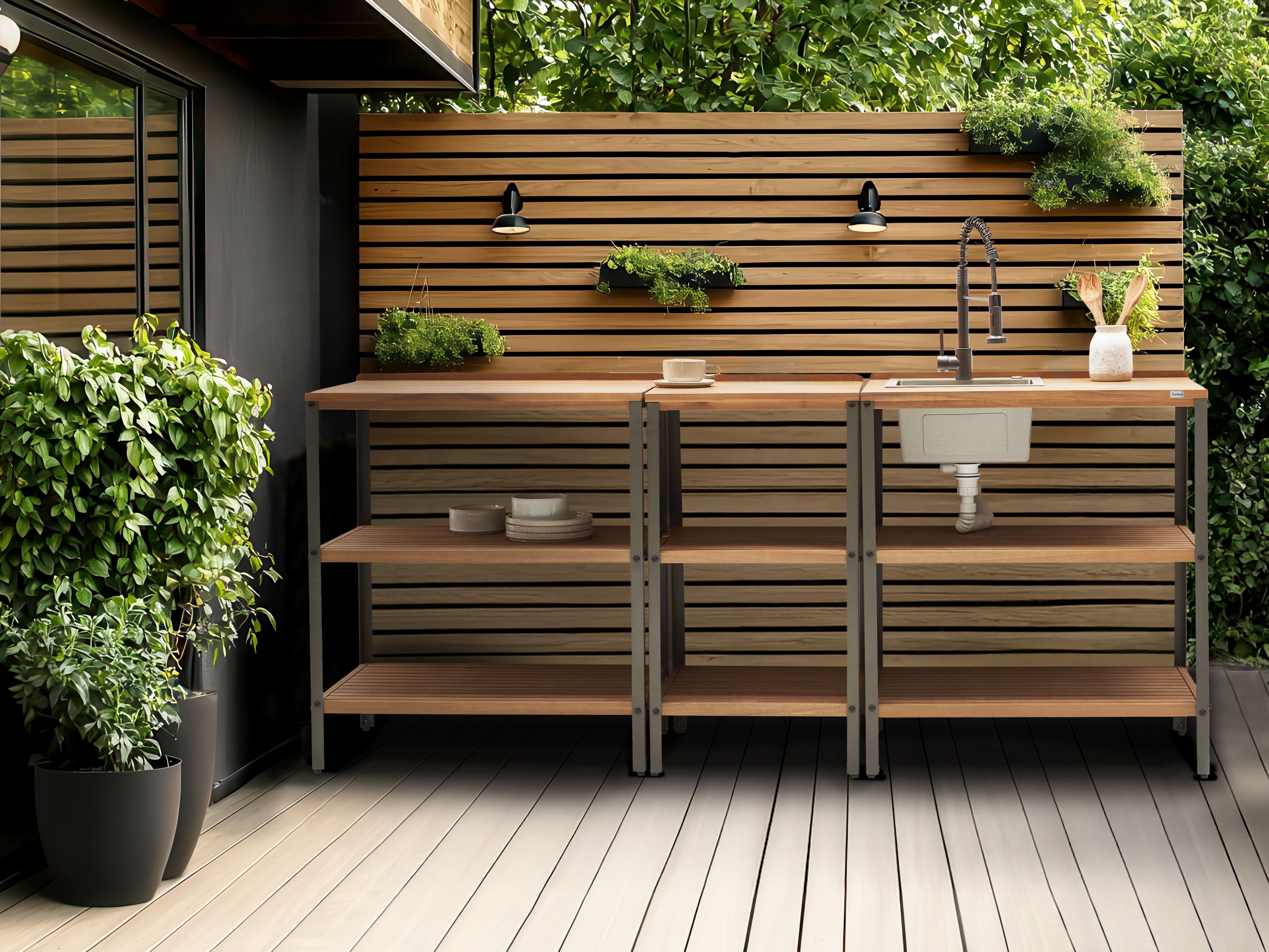 Outdoor Kitchen Island IVREA Certified Acacia Wood Brown
