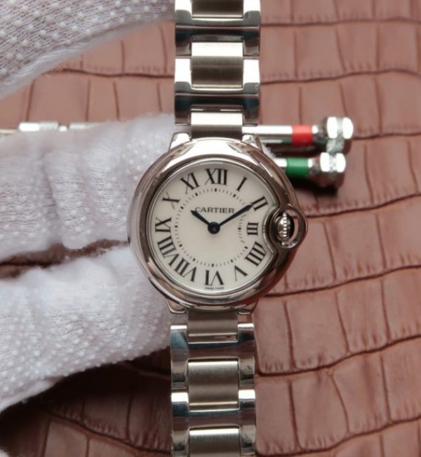 Replica Cartier Ballon Bleu Ladies 28mm SS White Dial SS Bracelet Ronda Quartz - Top club