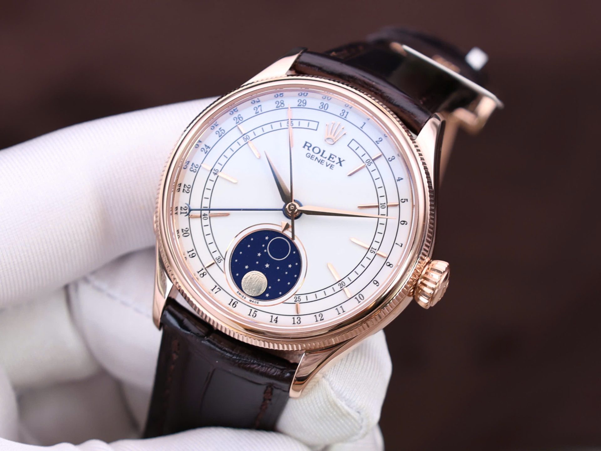 Rolex Cellini Moonphase Replica Watch Gold Wrapped KZ Factory 39mm - Top club