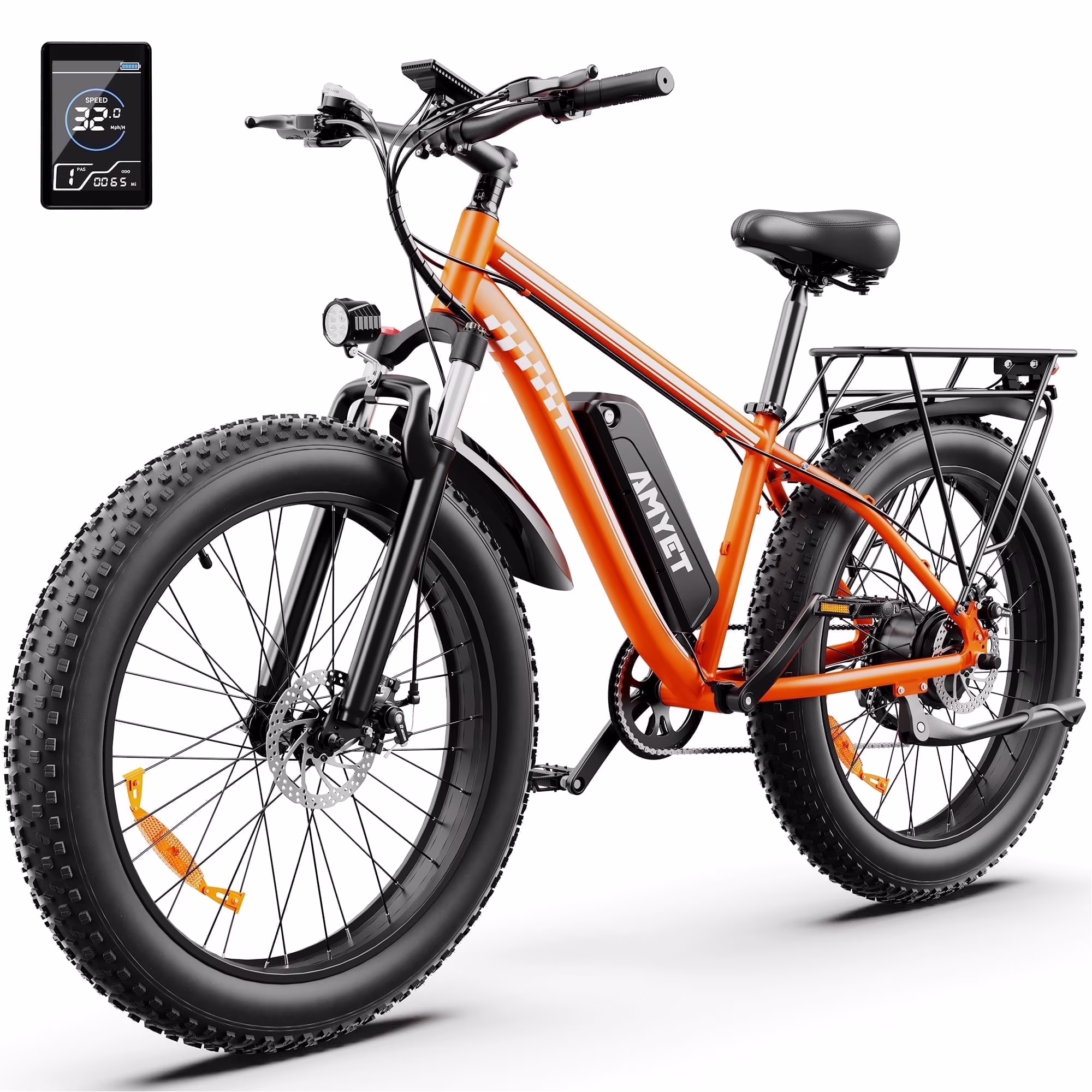 AMYET EB26 Electric Bike for Adults, 26*4.0 Fat Tire E-Mountain Bicycle,Peak 1500W Motor 48V 15Ah 7-Speed Ebike UL2849 - Image 3