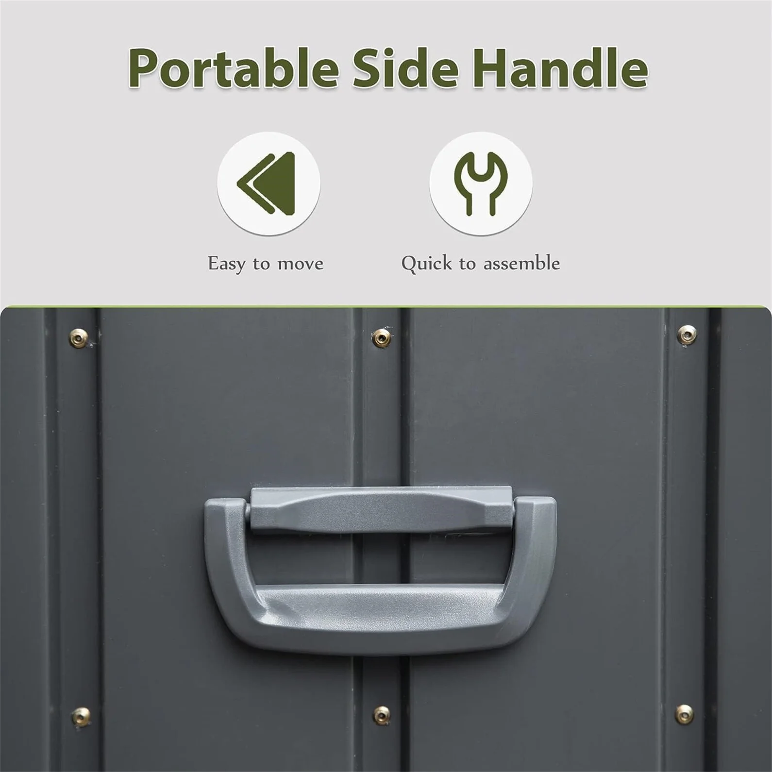 150 Gallon Outdoor Waterproof Storage Deck Box with Portable Side Handles and Moving Roller, Large Patio Storage Lockable for Outside Cushions, Throw Pillows, Garden Tools, Dark Gray - Image 3