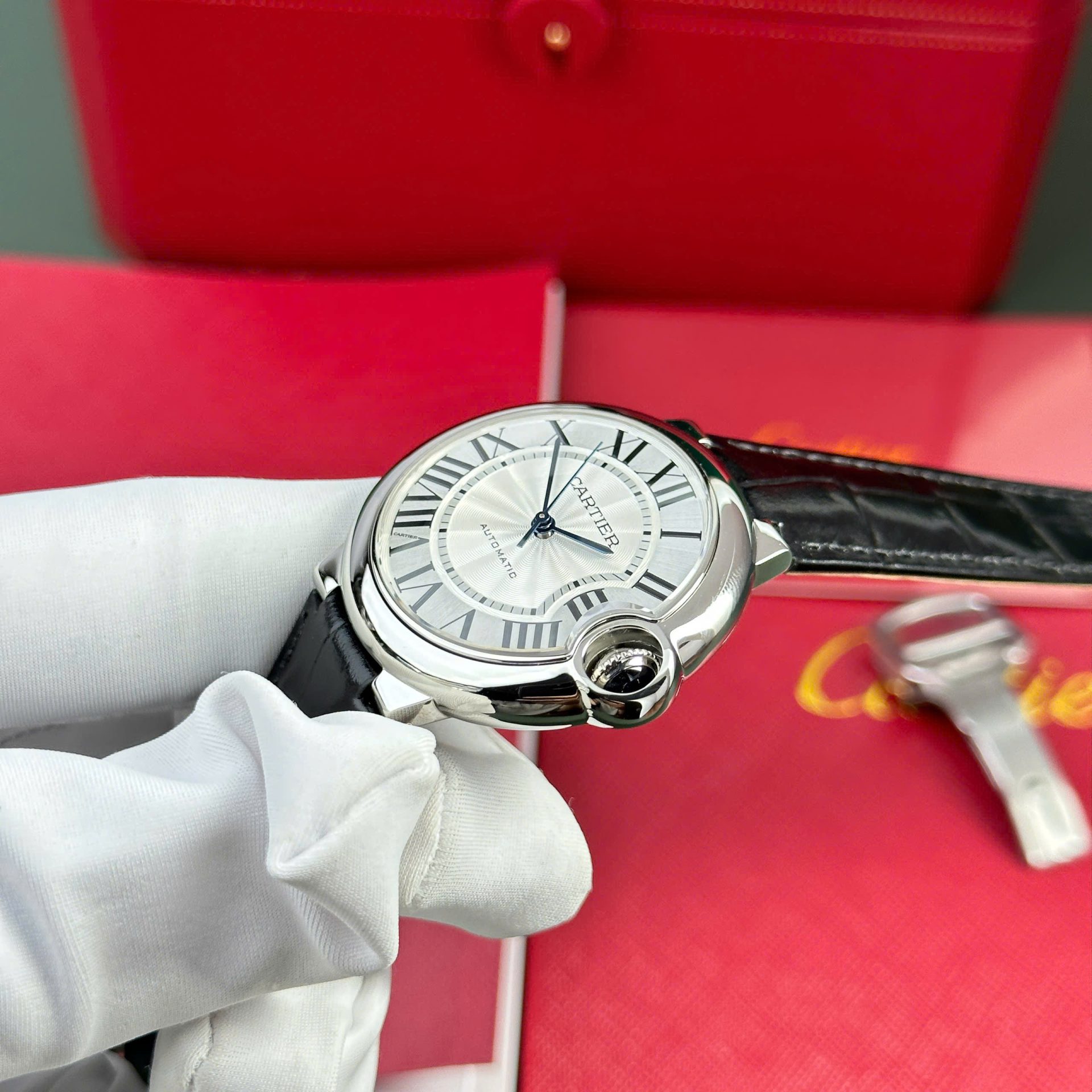 Cartier Ballon Bleu Replica 11 Watch White Dial Leather Strap AF Factory 36mm - Top club