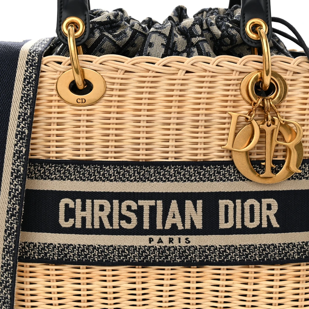 Mirror Quality Replica Lady Dior Wicker Blue Handbag1:1High-quality replica