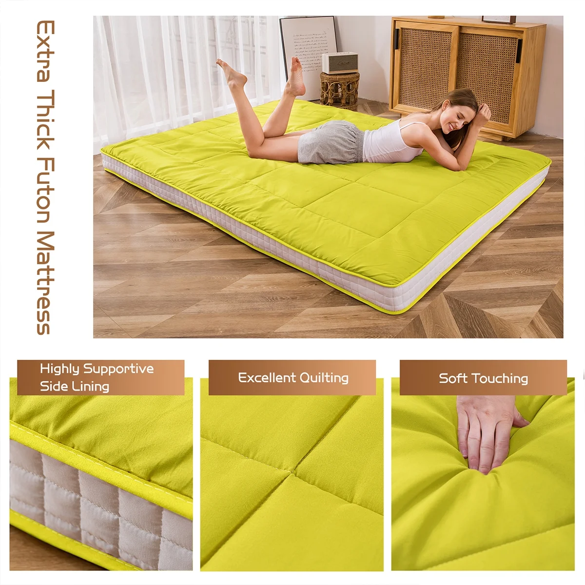 Futon Mattress, Padded Japanese Floor Mattress Quilted Bed Mattress Topper, Extra Thick Folding Sleeping Pad, Dark Grey, Twin - Image 63