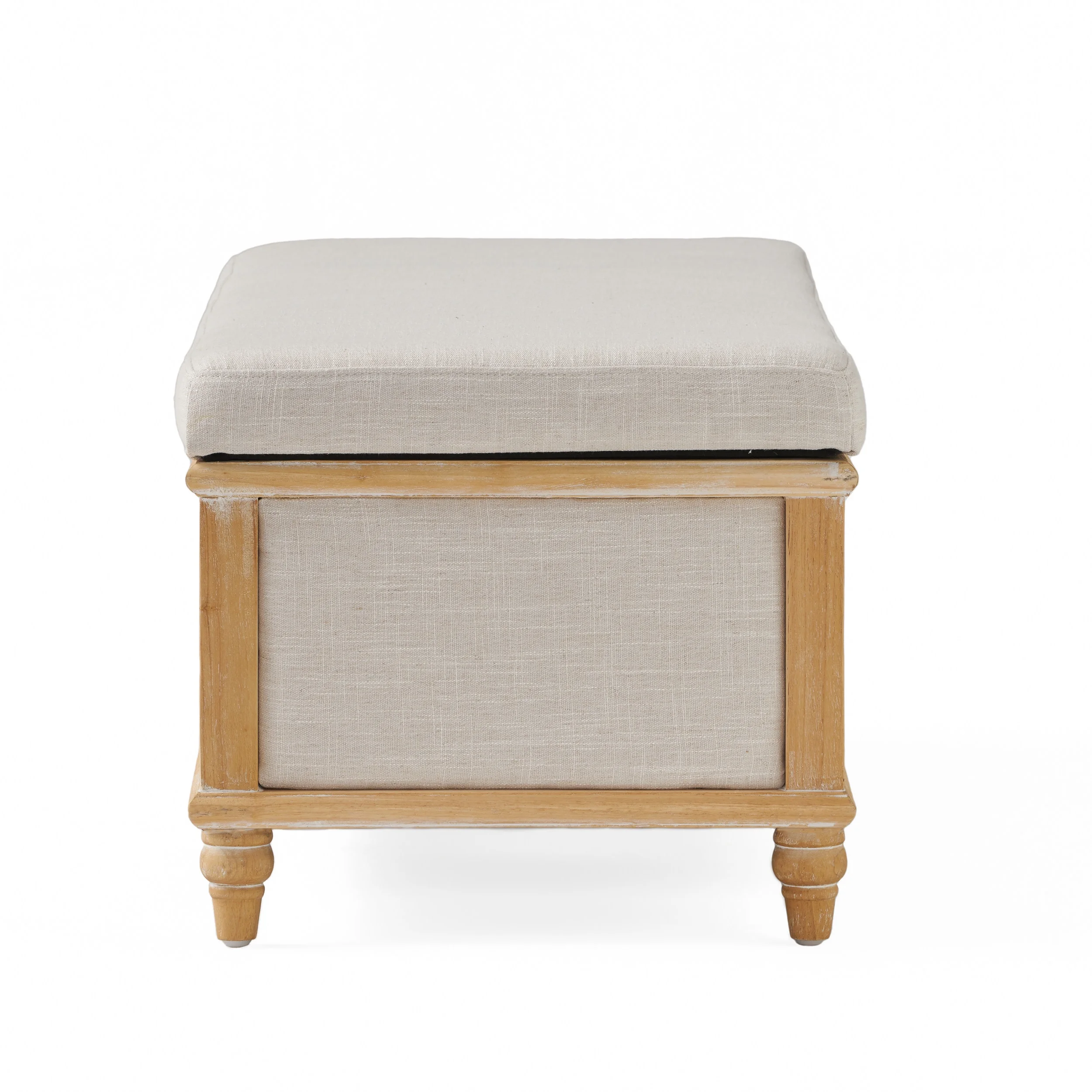 Noble House Hampton Contemporary Fabric Upholstered Storage Ottoman, White and Blue Floral - Image 86